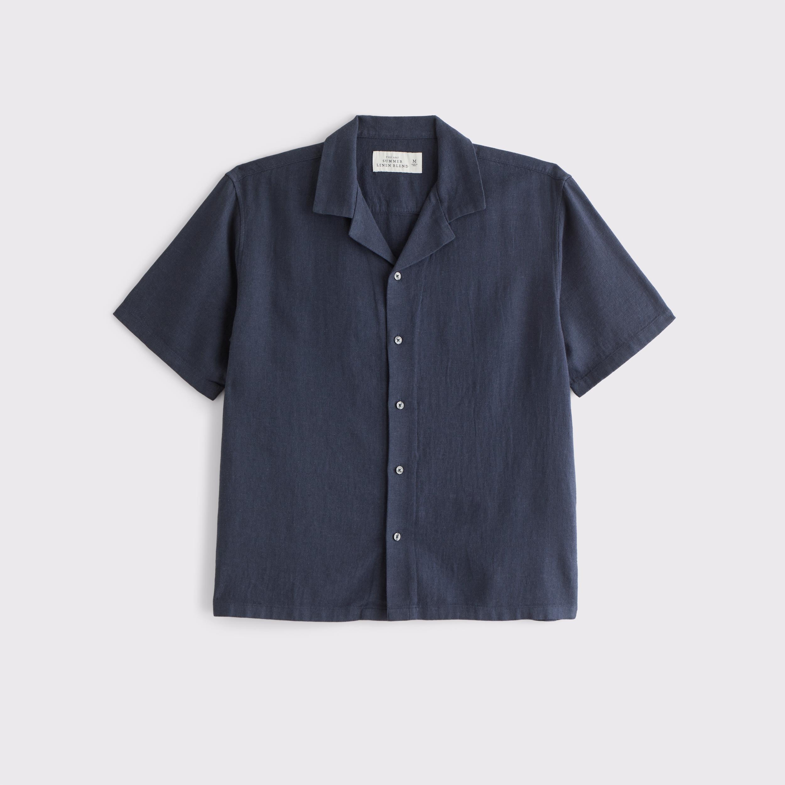 Camp Collar Summer Linen-Blend Shirt Product Image