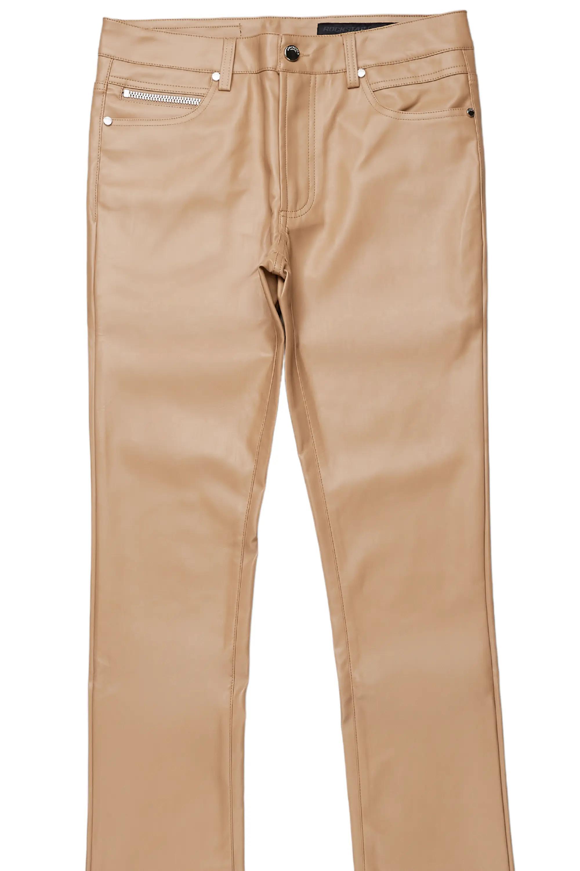 Ricky Tan Super Stacked Faux Leather Pant Male Product Image