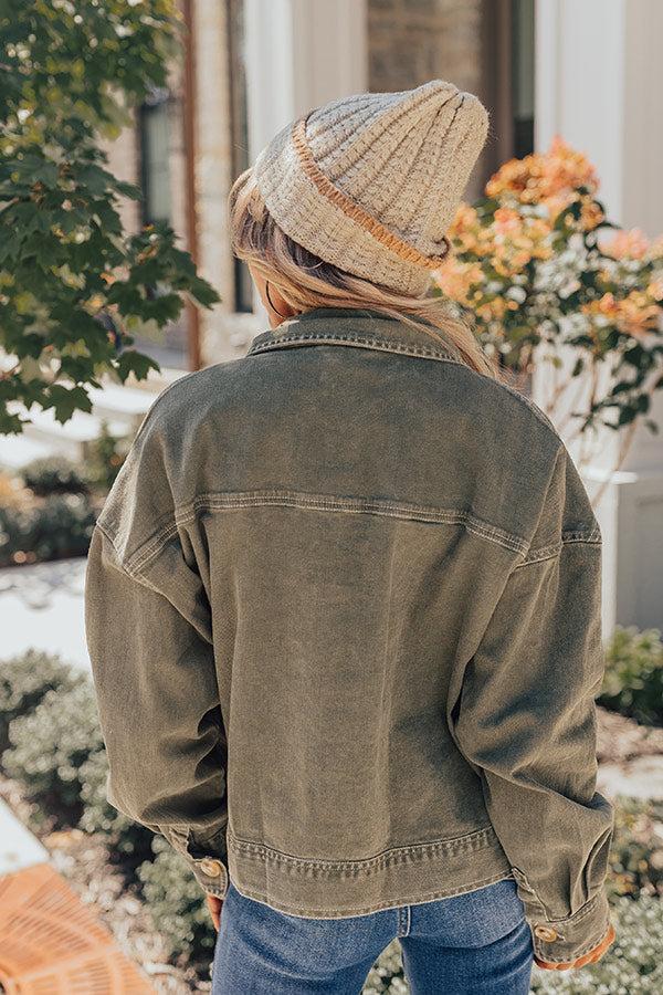 Fact Or Fiction Denim Jacket In Olive Product Image