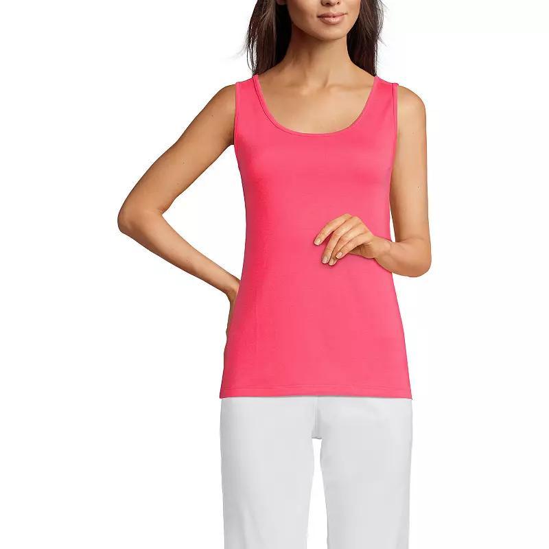 Women's Lands' End Cotton Tank Top, Size: Large, Rouge Pink Product Image