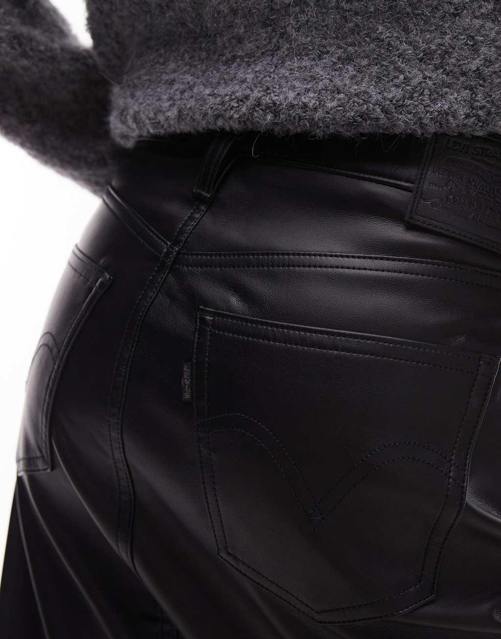 Levi's ankle column faux leather skirt in black Product Image