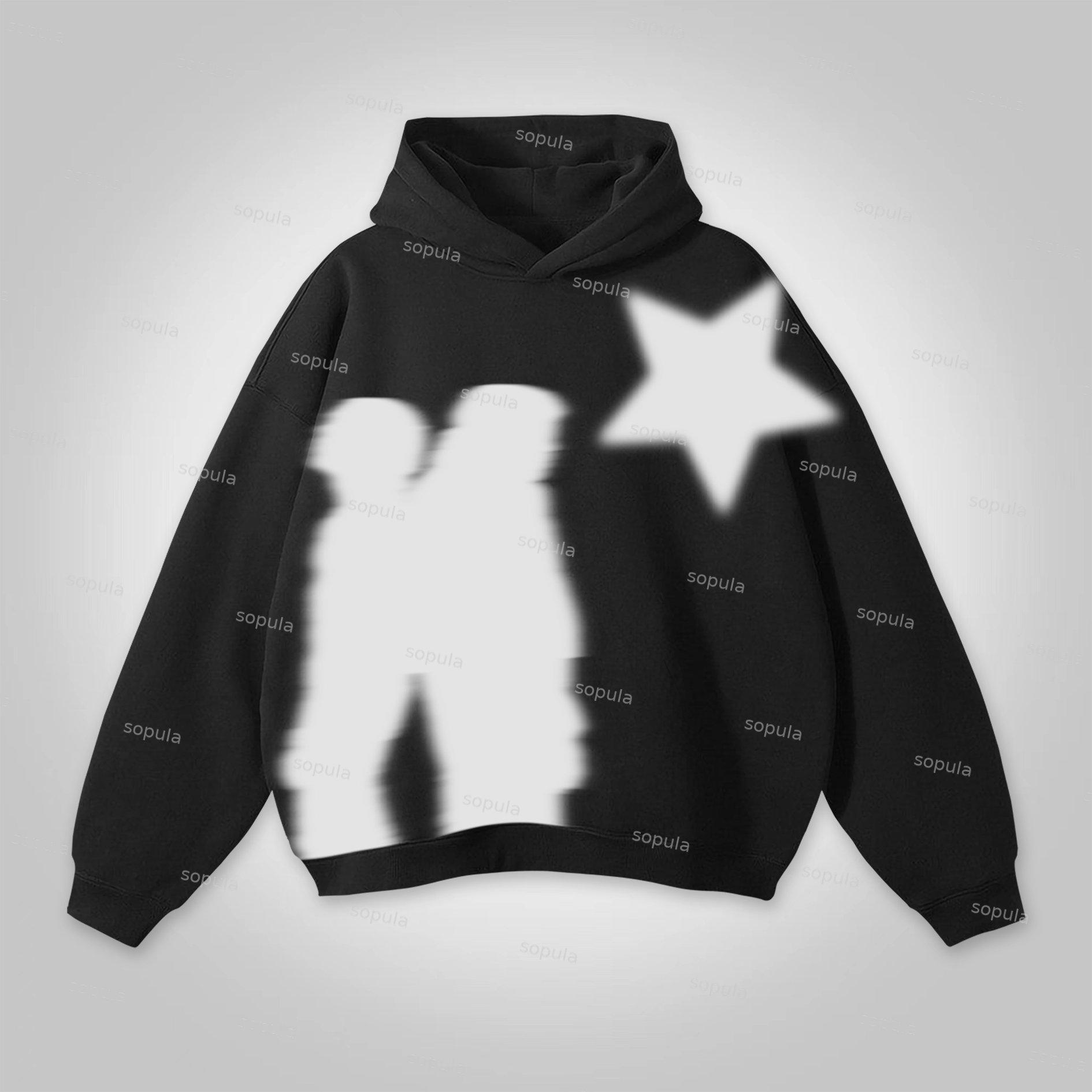 Virtual Shadow Graphics Cotton Hoodie Product Image