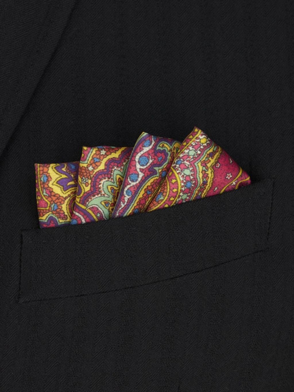 ETRO Graphic-print Silk Pocket Square In Pink Product Image