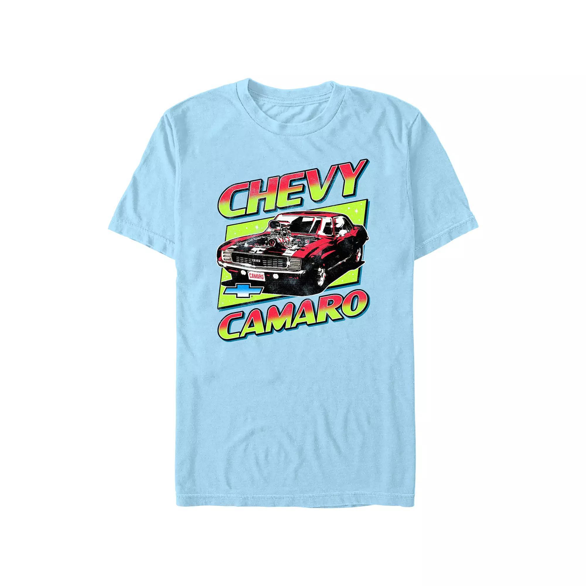 Men's Chevy Camaro Fluorescent Poster Graphic Tee, Size: Medium, Light Blue Product Image