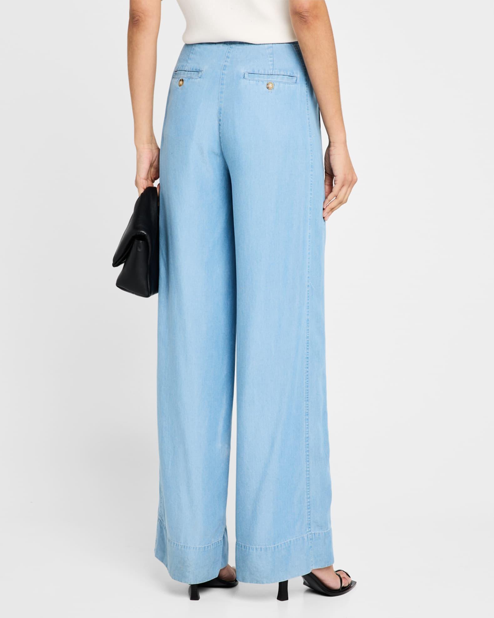 Eli Wide-Leg Chambray Trousers Product Image
