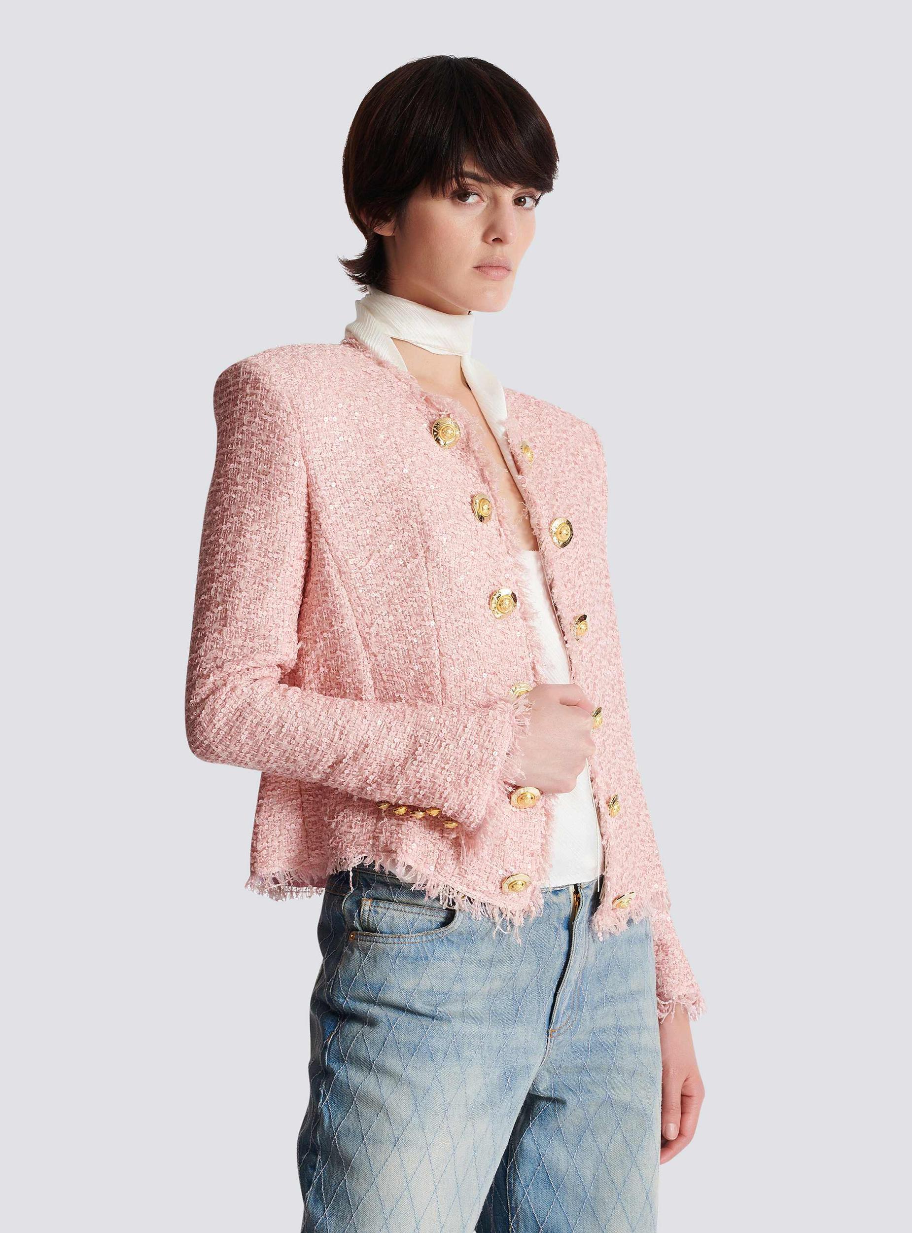 Edge-to-edge sequin tweed jacket Product Image