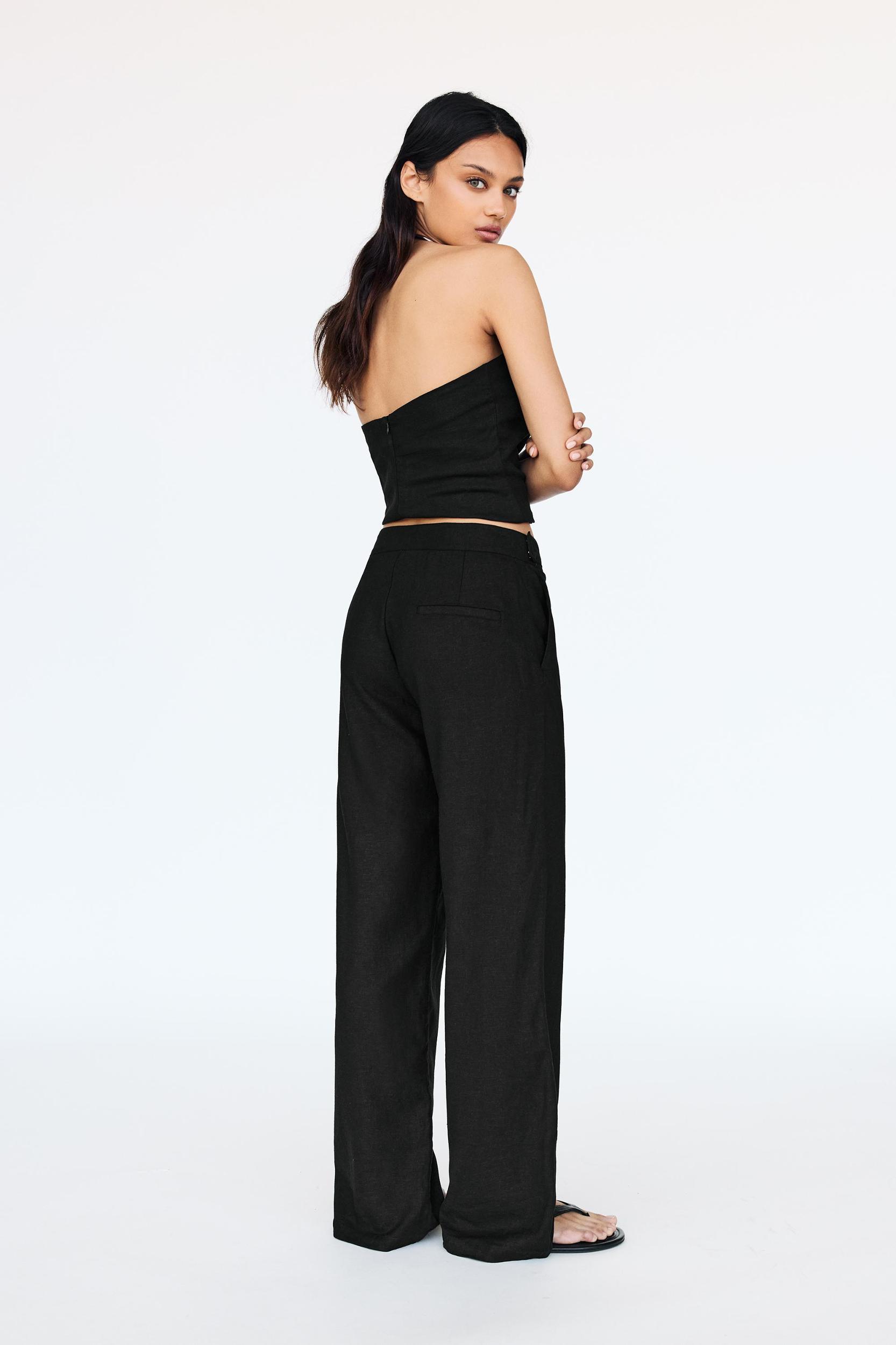 Straight linen-blend pants Product Image