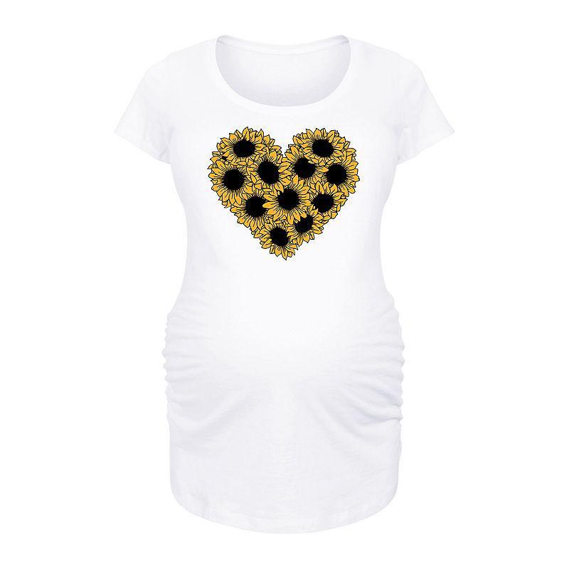 Maternity Sunflower Heart Graphic Tee, Womens Grey Gray Product Image