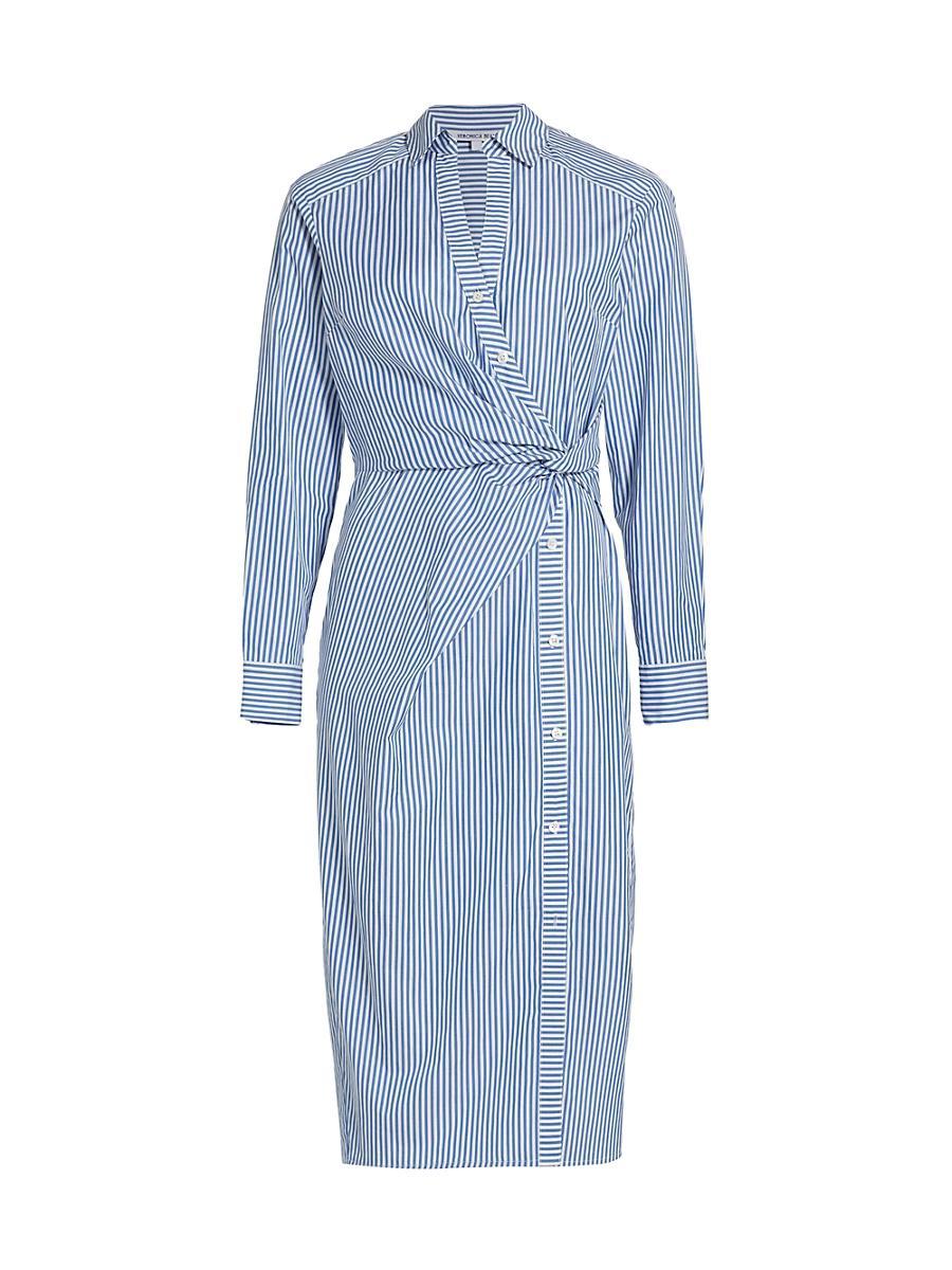 Womens Wright Striped Cotton Poplin Midi-Dress Product Image