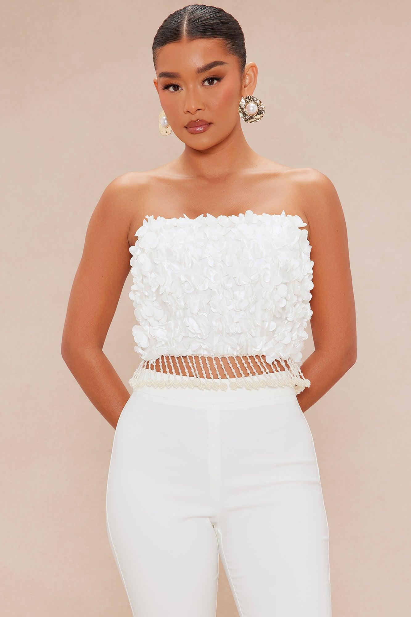 Emily Floral Flare Pant Set - Off White Product Image