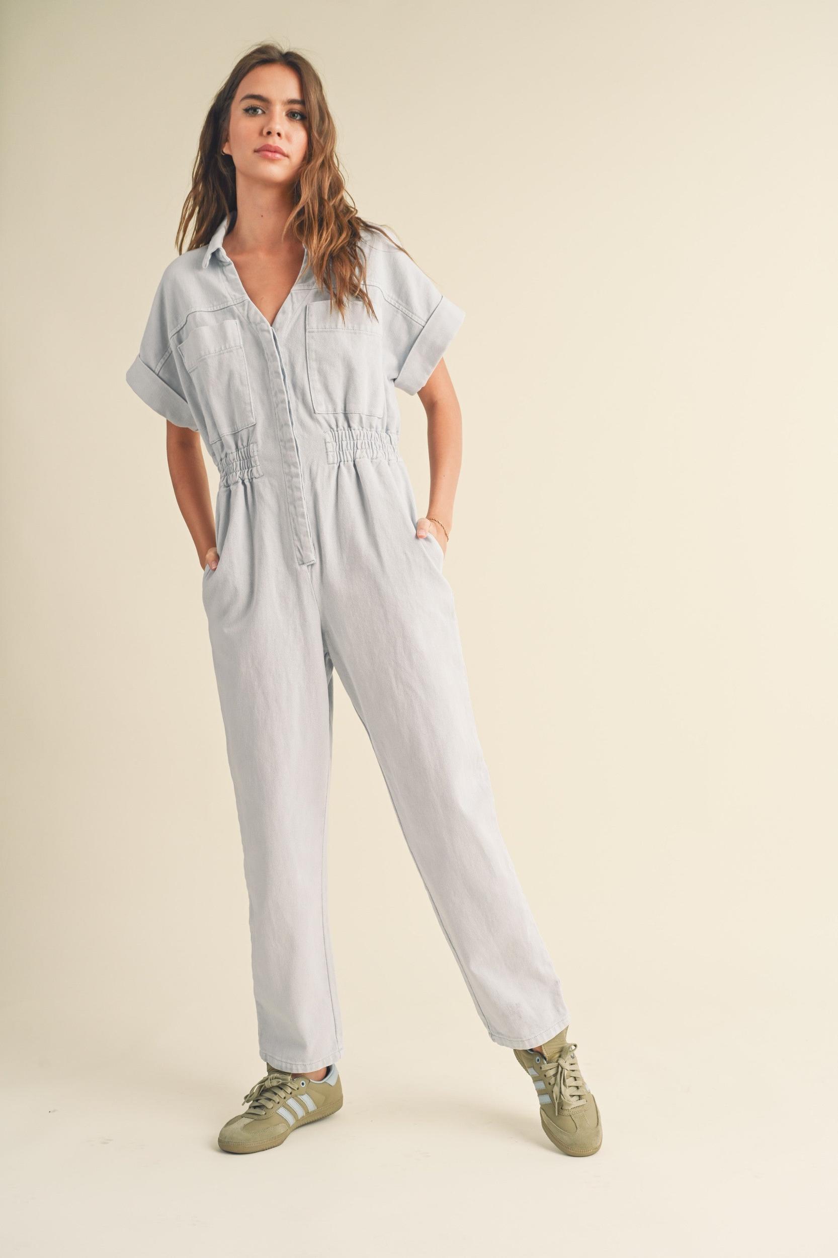 Cotton Denim Comfy Jumpsuit Product Image