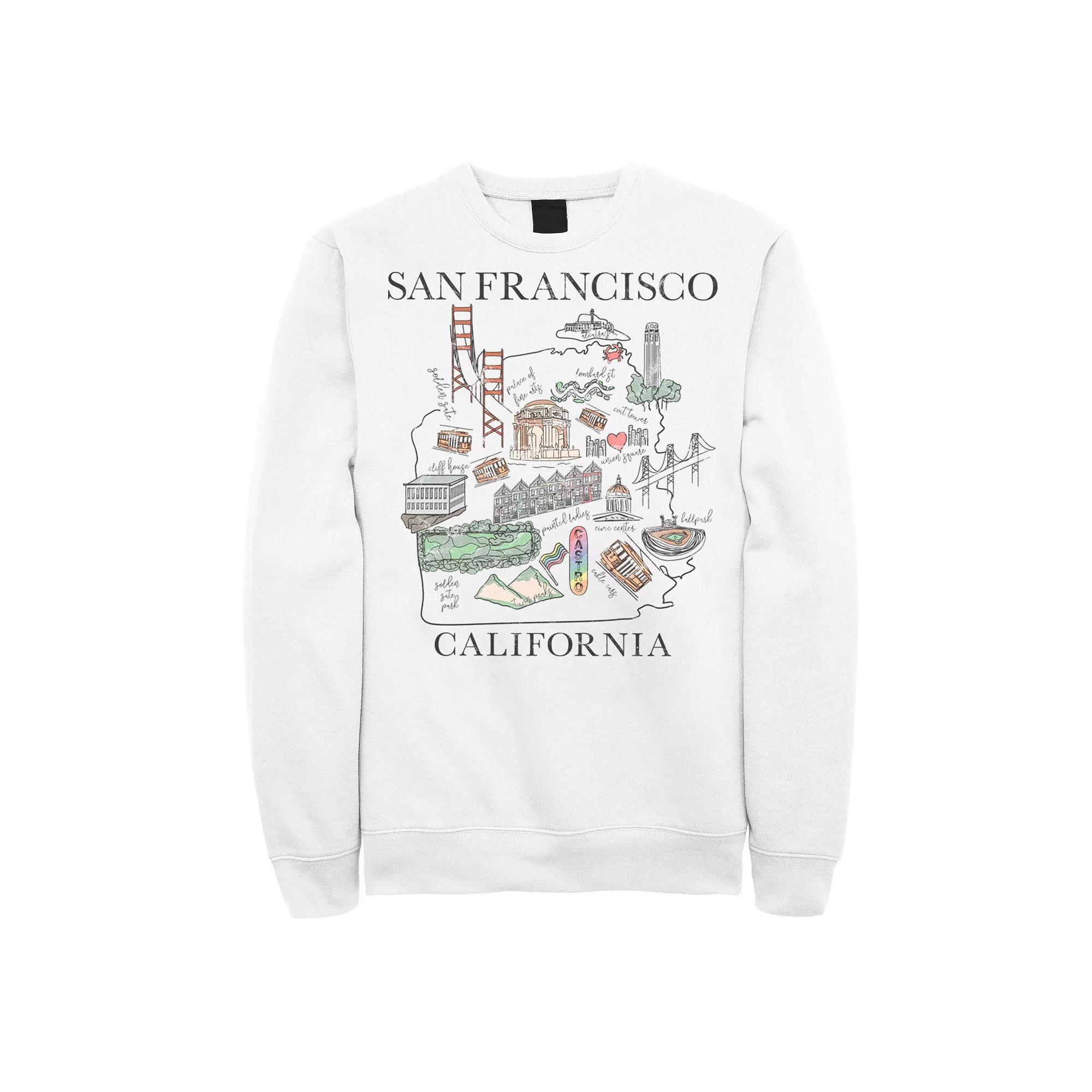 Men's Trendy San Francisco Cartoon Map & landmarks Sweatshirt,  Product Image