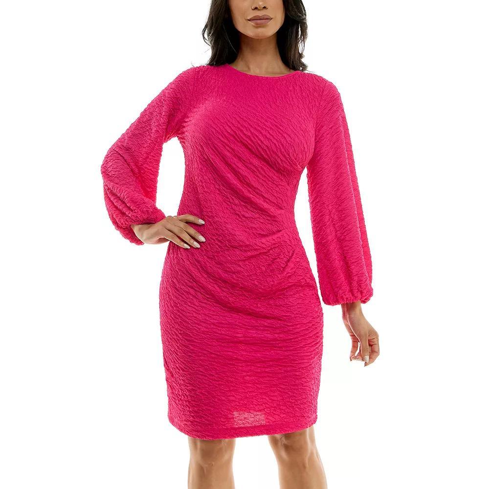 Women's Nina Leonard Puckered Knit Sheath Dress, Size: Medium, Pink Product Image