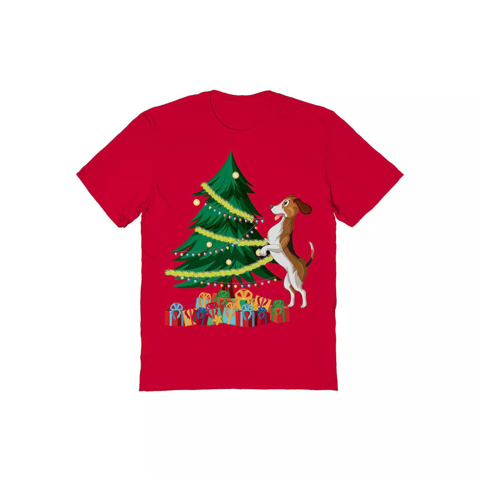 Men's Tree Dog Christmas Graphic Tee, Adult Unisex,  Product Image