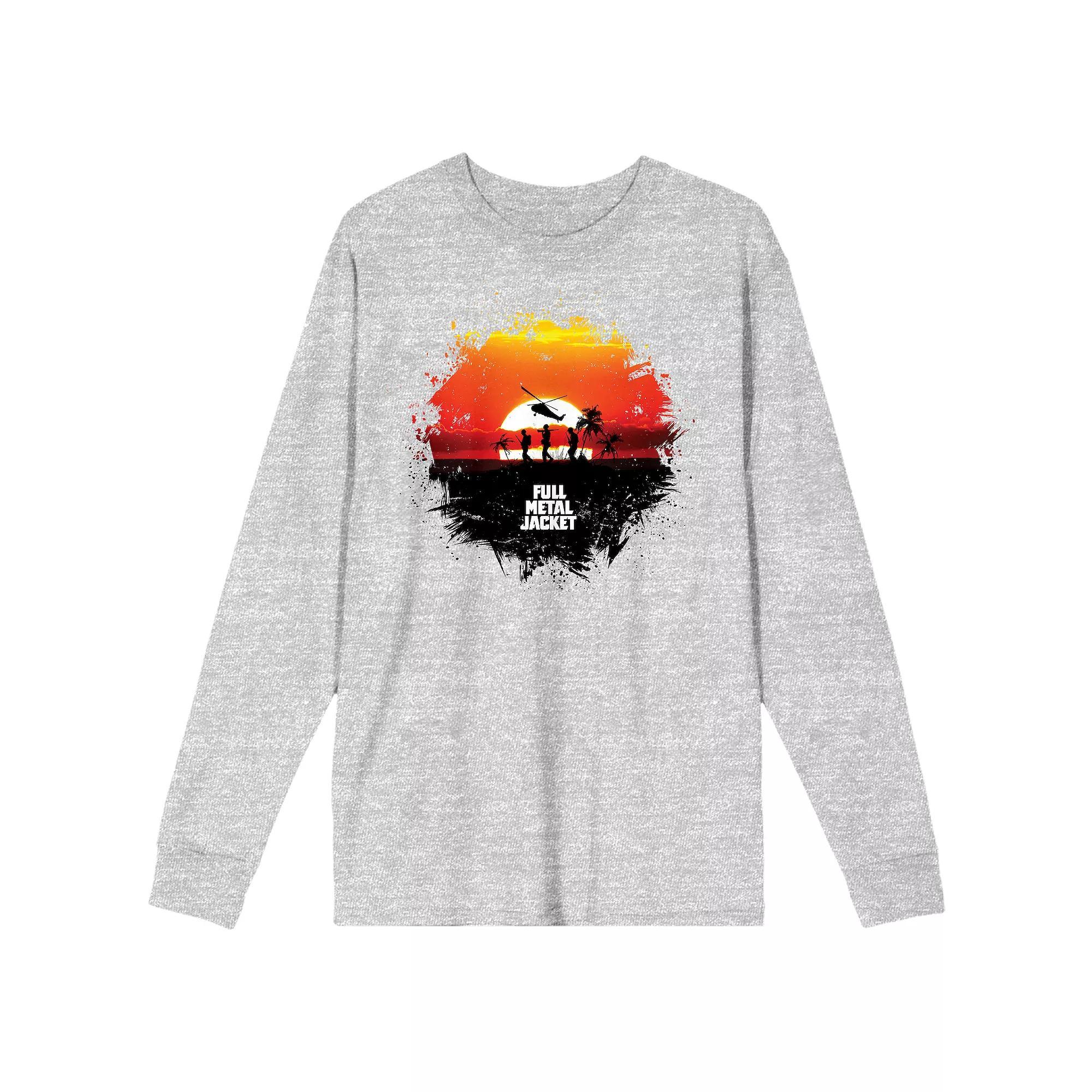 Men's Full Metal Jacket Sunset Soldier Outline Long Sleeve Graphic Tee,  Product Image