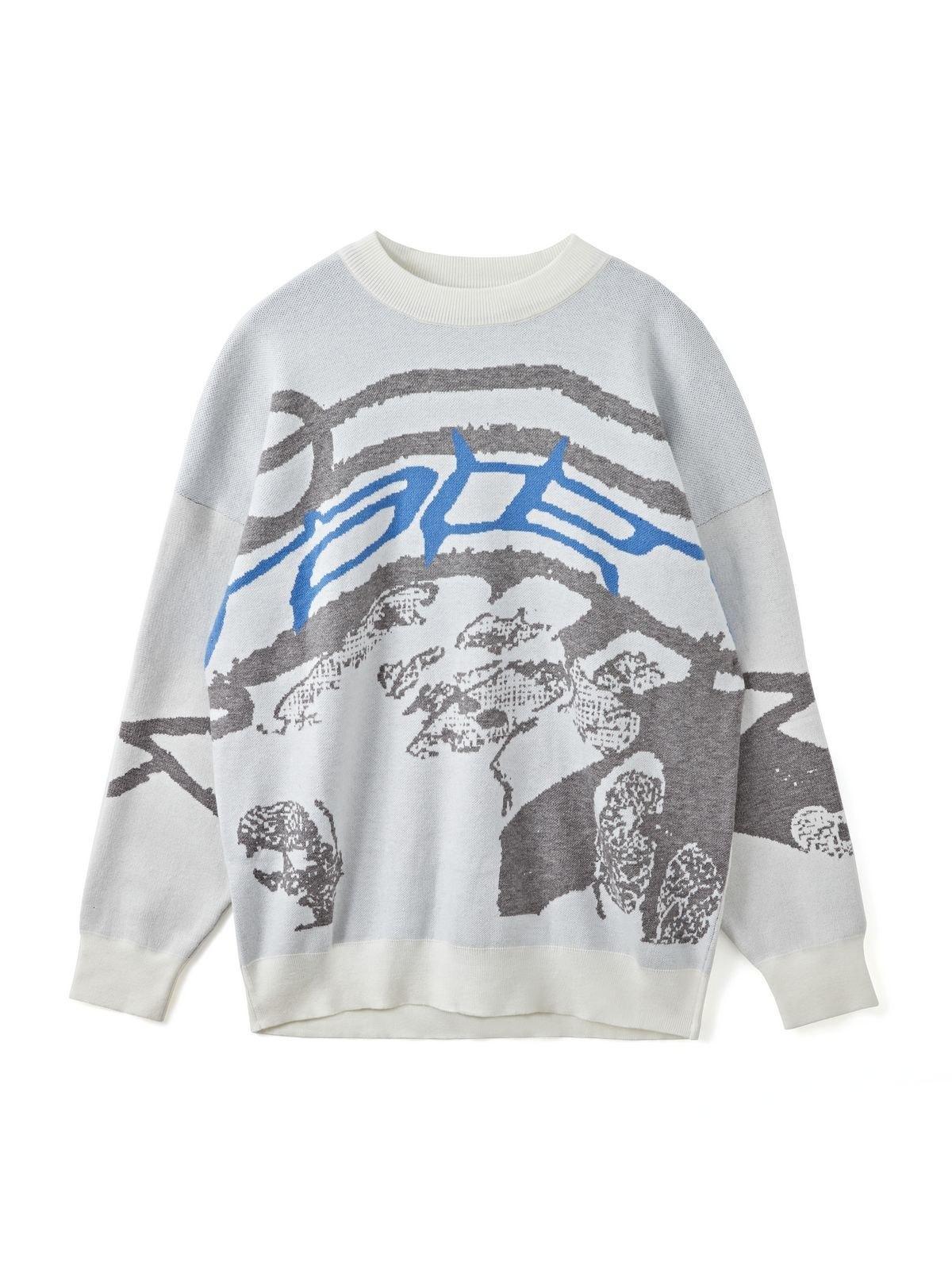 Long Sleeve Jacquard Crew Neck Sweater Product Image