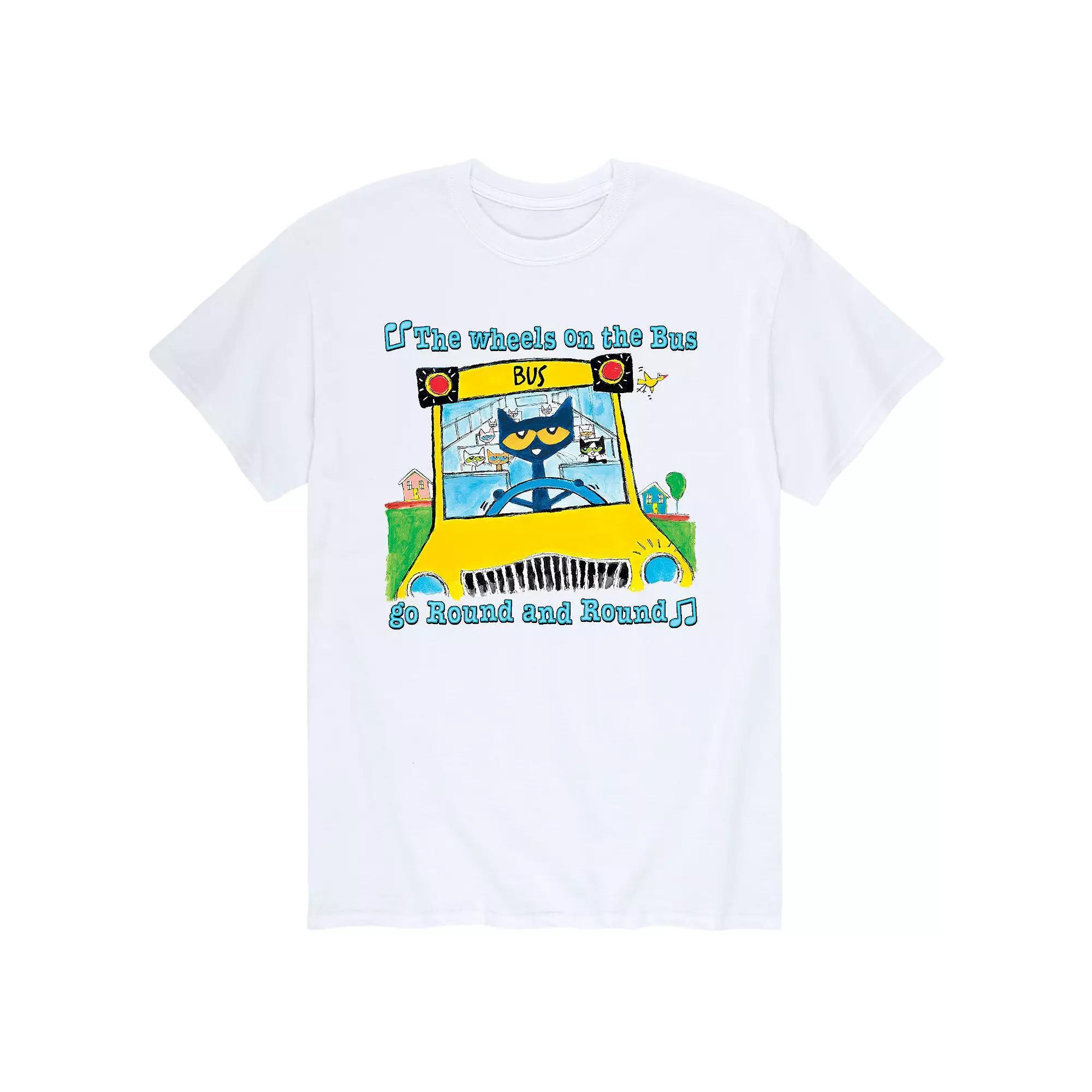 Men's Pete The Cat Wheels On Bus Tee, Size: Small, White Product Image