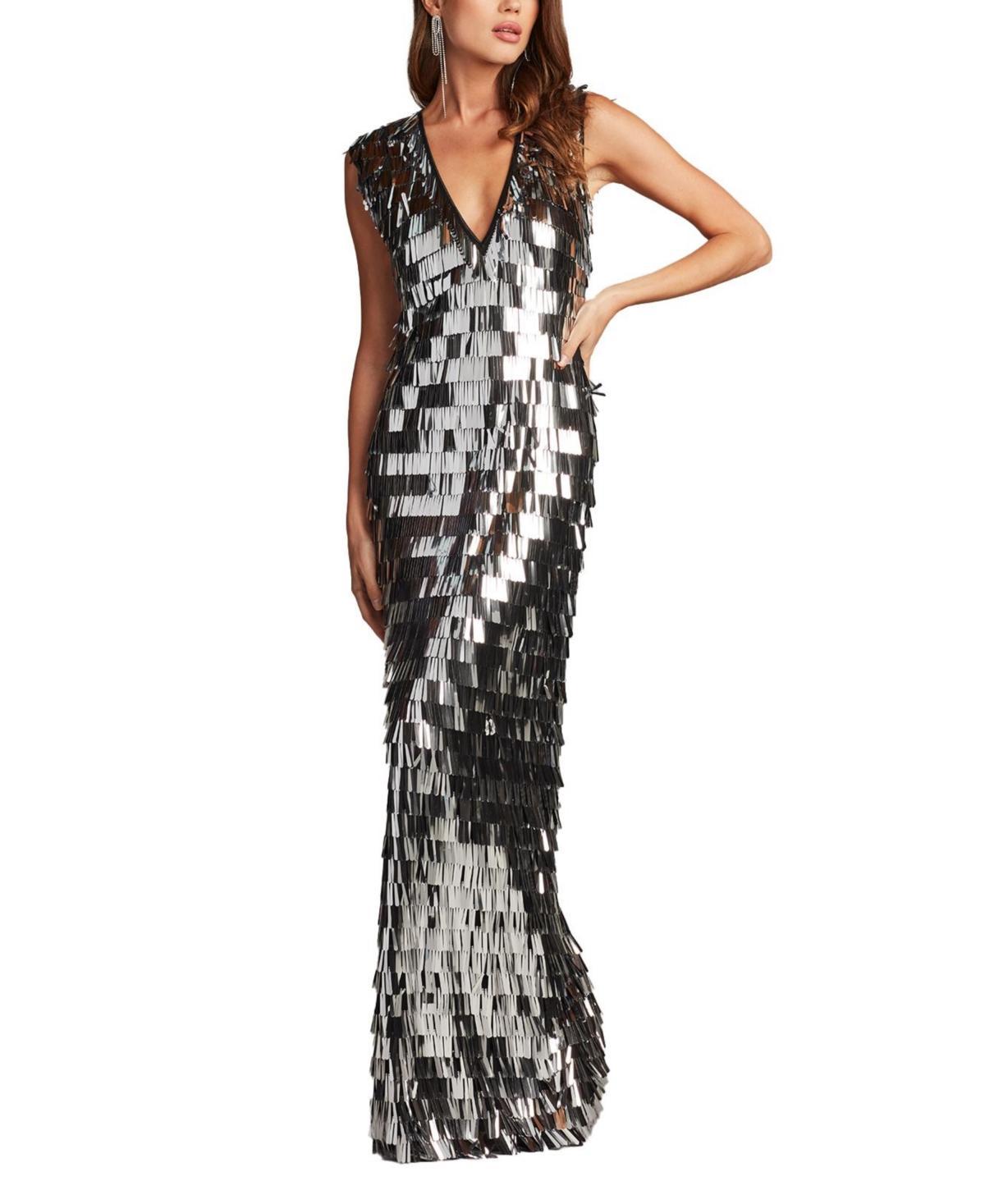 Tadashi Shoji Womens Kipper Plunge Neck Gown Product Image