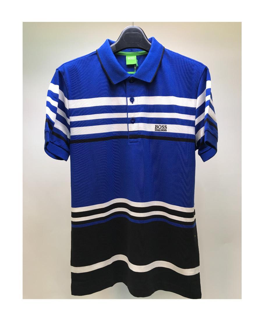 HUGO BOSS Logo Details Short-sleeved Polo Shirt In Blue Product Image