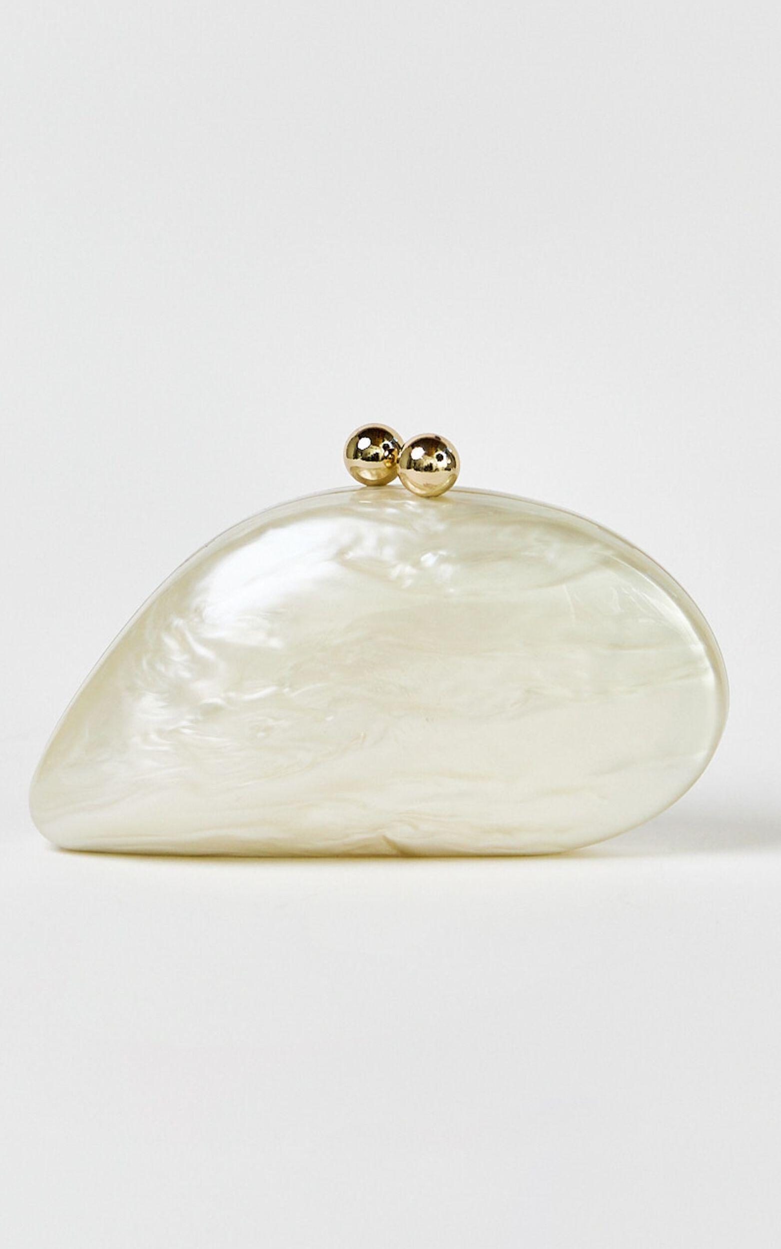 Nami Clutch Bag with Hardware Detail in Pearl Product Image