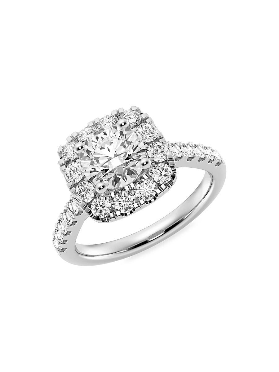 Womens 14K White Gold & 2.55 TCW Lab-Grown Diamond Cushion Engagement Ring Product Image