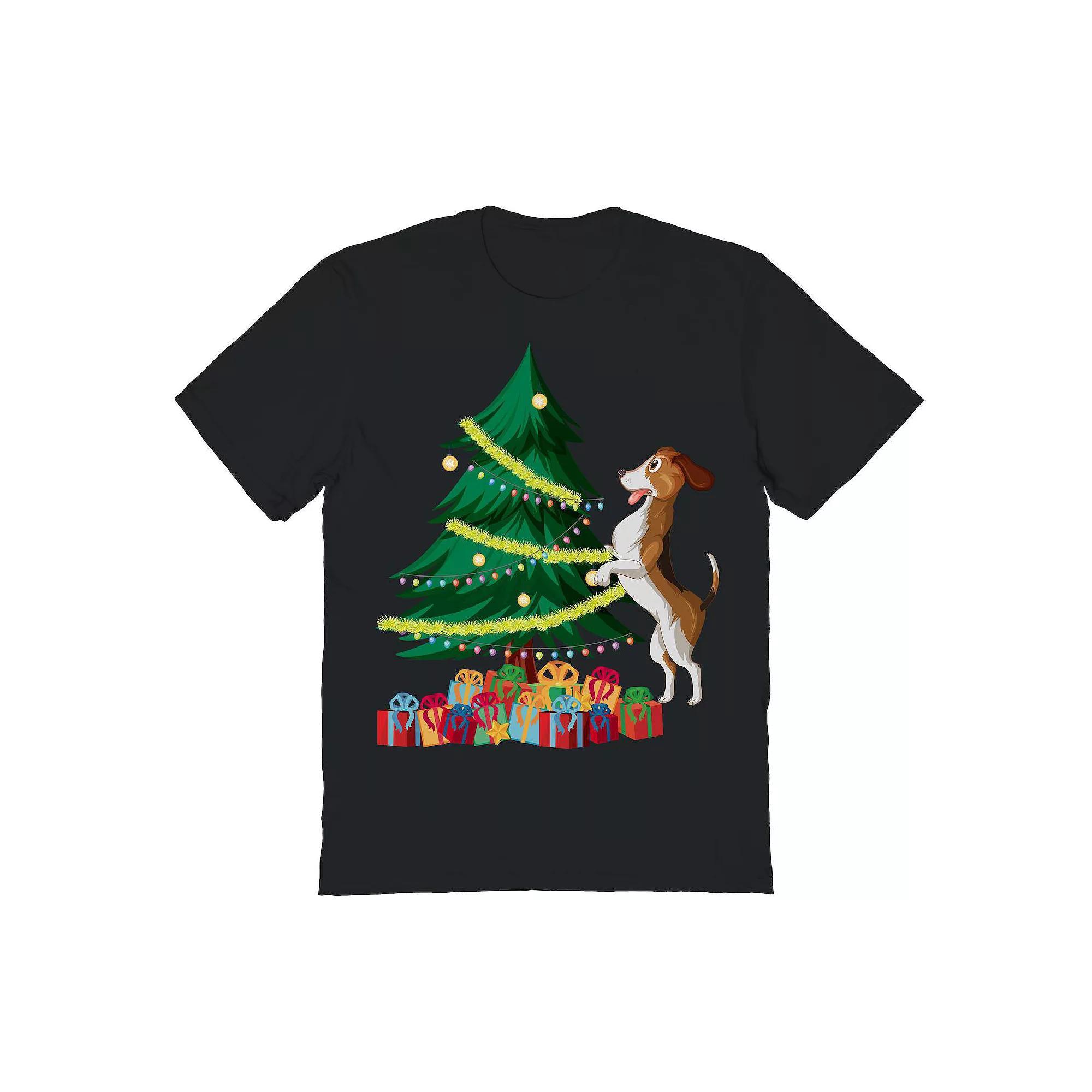 Men's Tree Dog Christmas Graphic Tee, Size: XL, Black Product Image