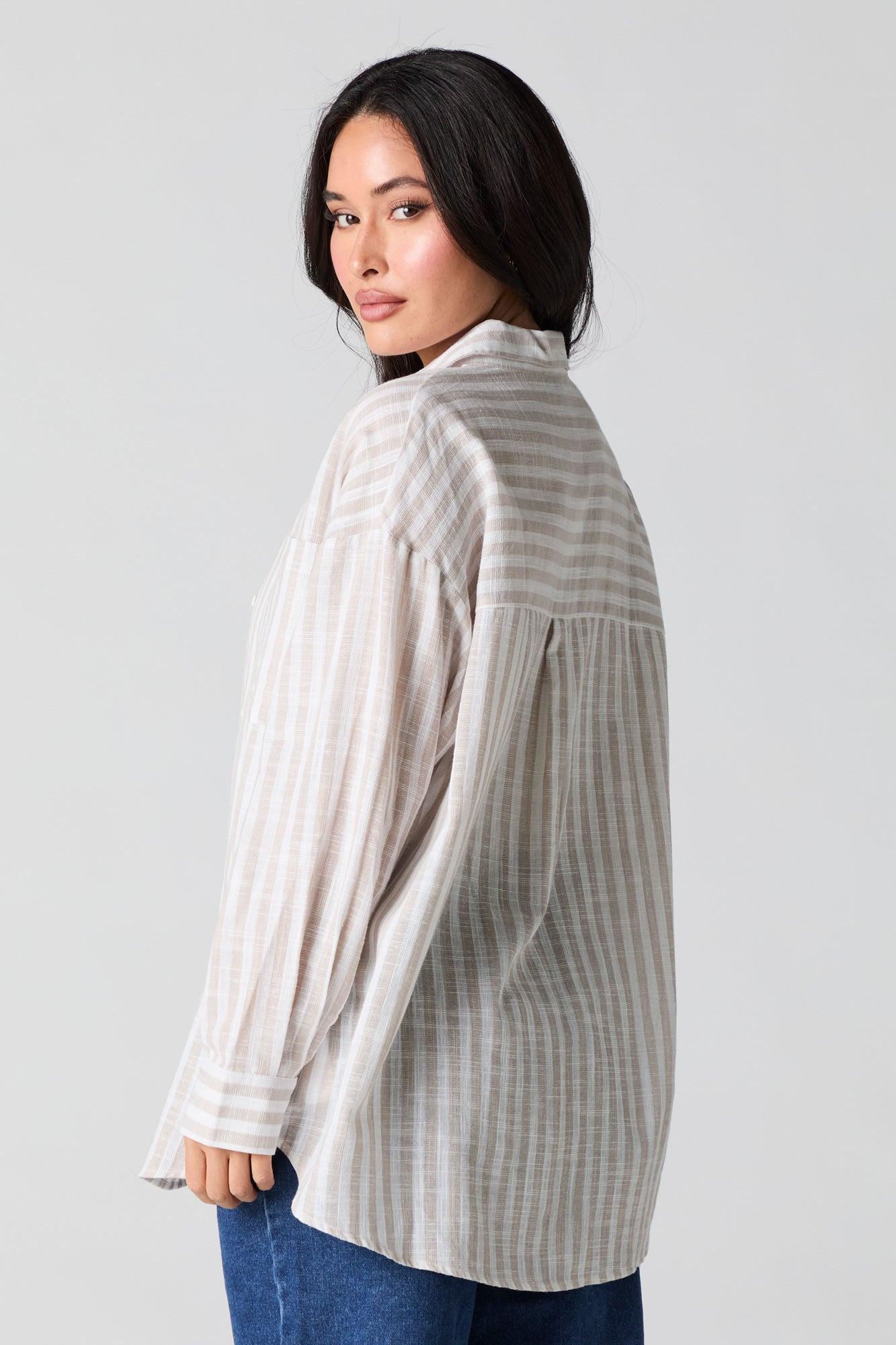 Semi Sheer Oversized Button-Up Top Female Product Image