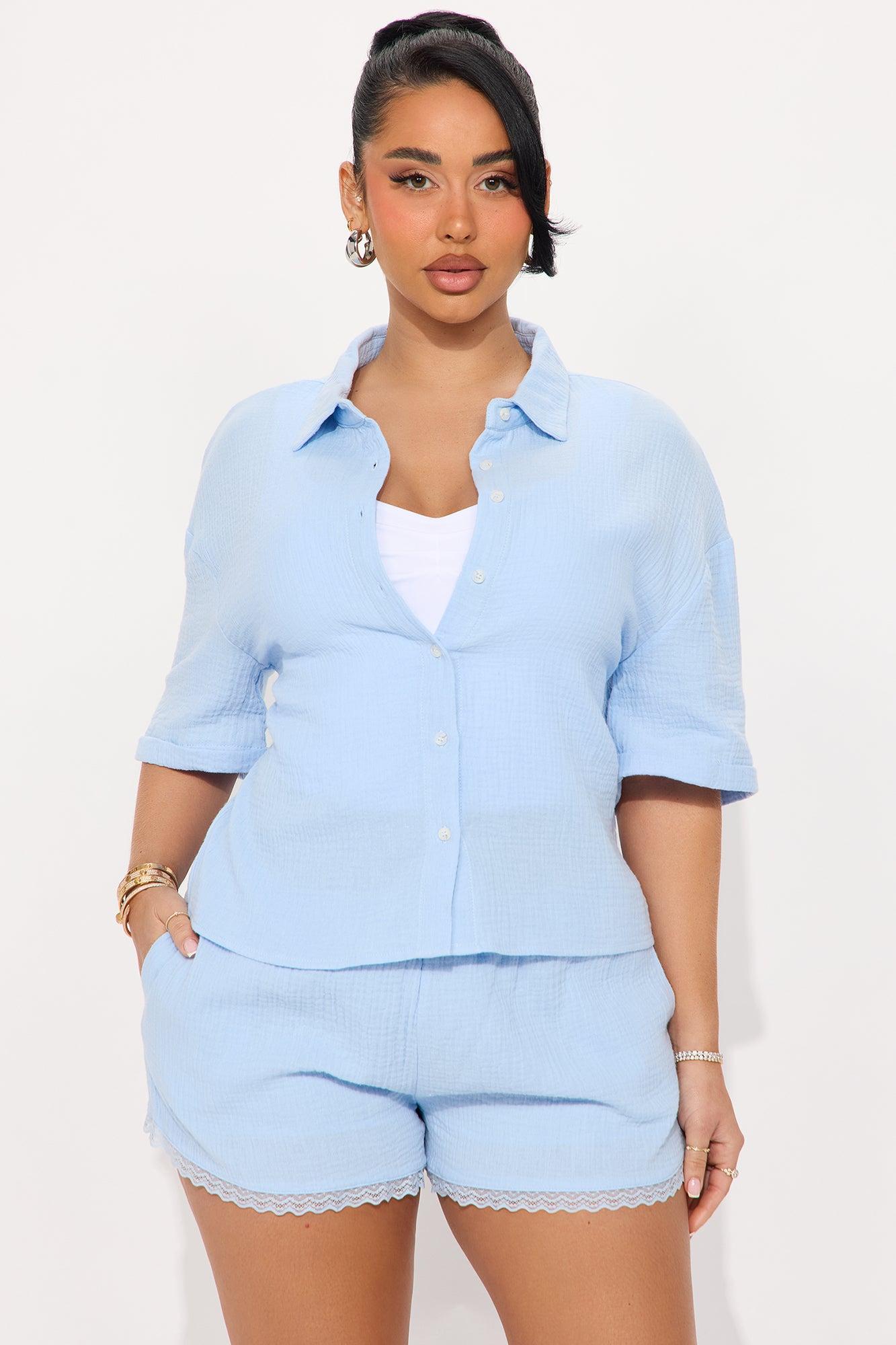 Gabby Gauze Short Set - Blue Product Image