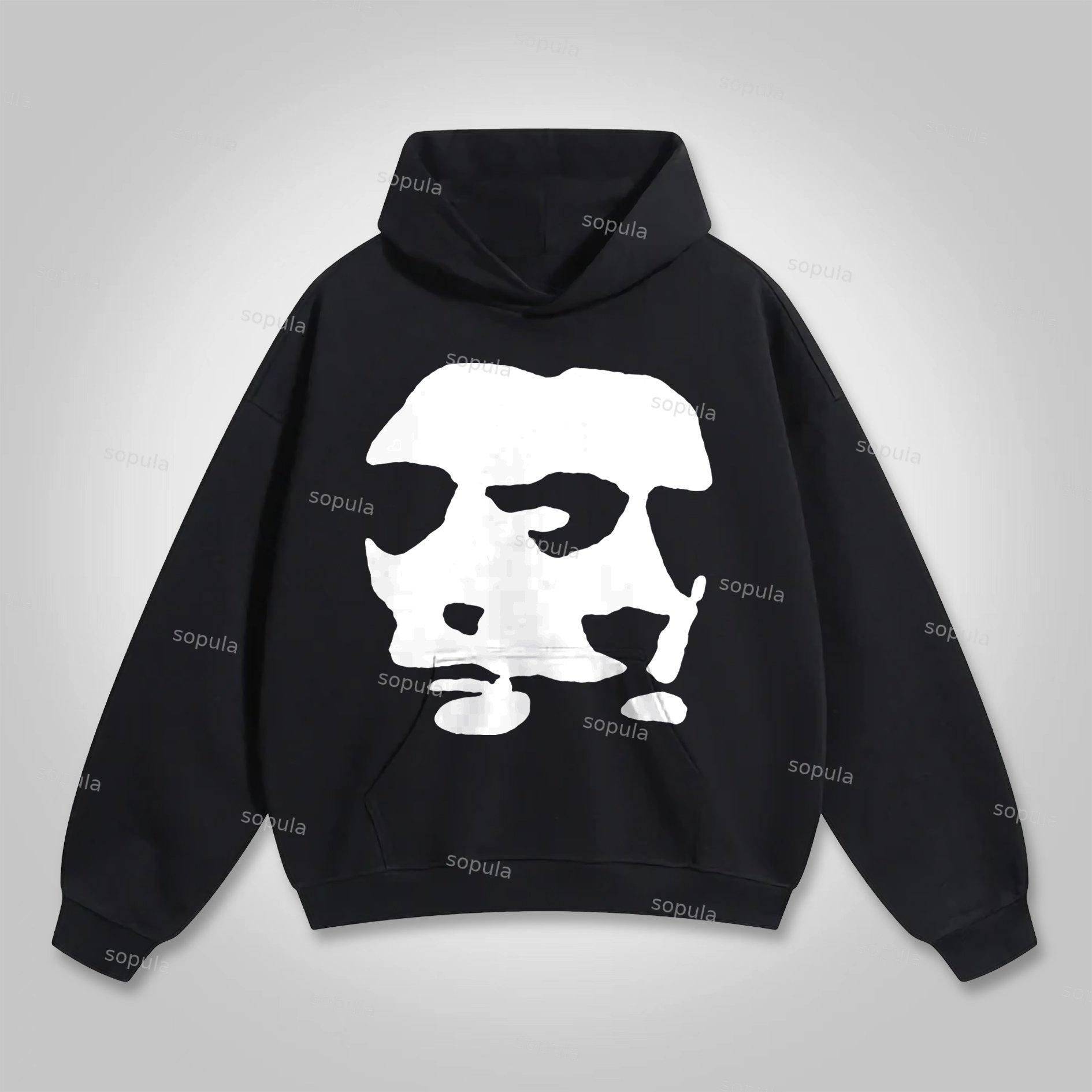 Scary Face Vintage Print Graphic Hoodie Product Image