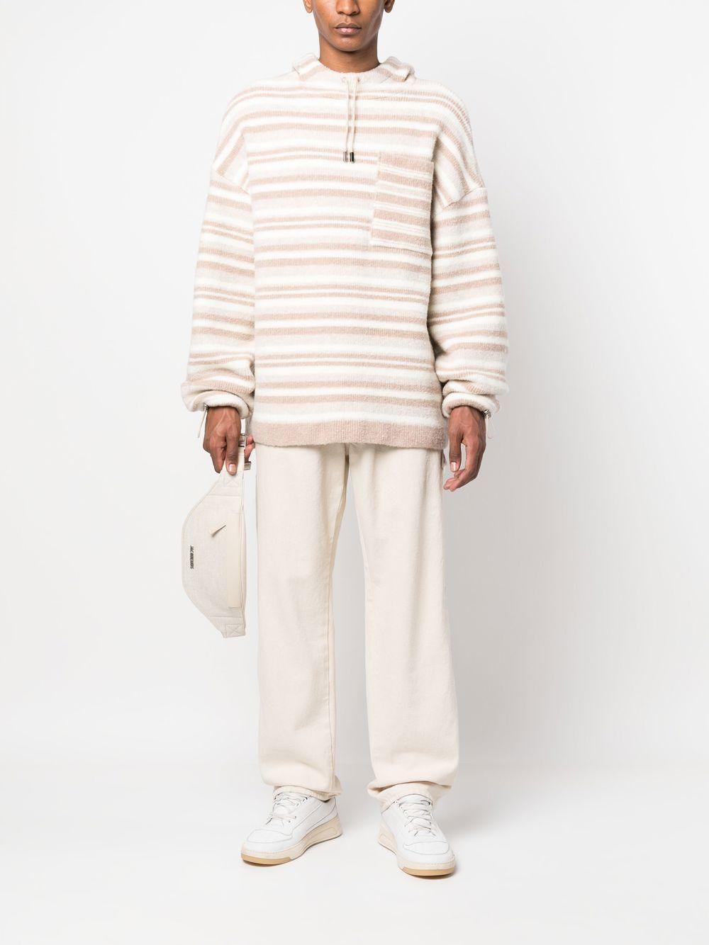 JACQUEMUS Striped-pattern Oversized Knitted Hoodie In Multi Product Image