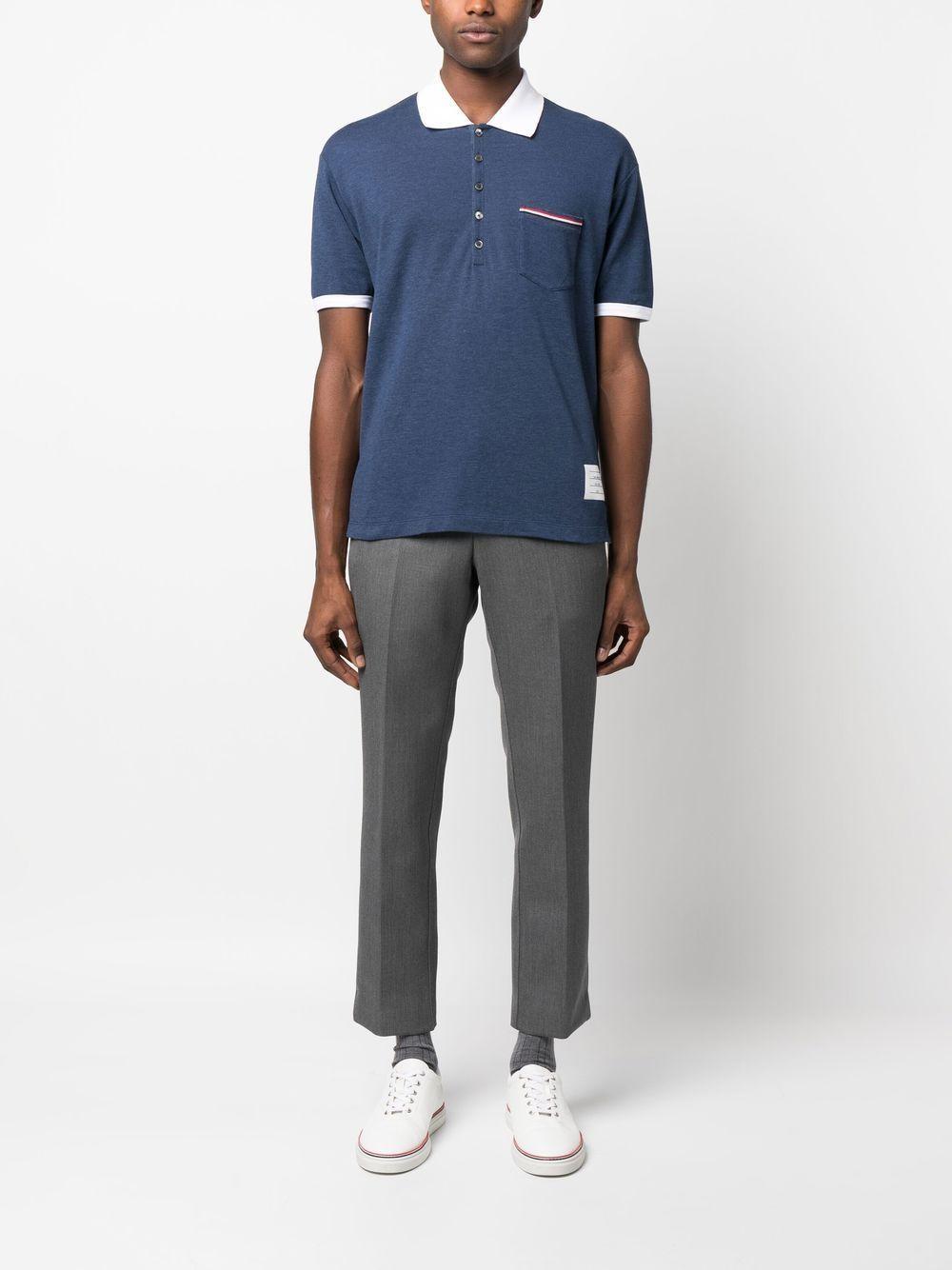 THOM BROWNE Poloshirt Mit Signature-streifen In Blue Product Image