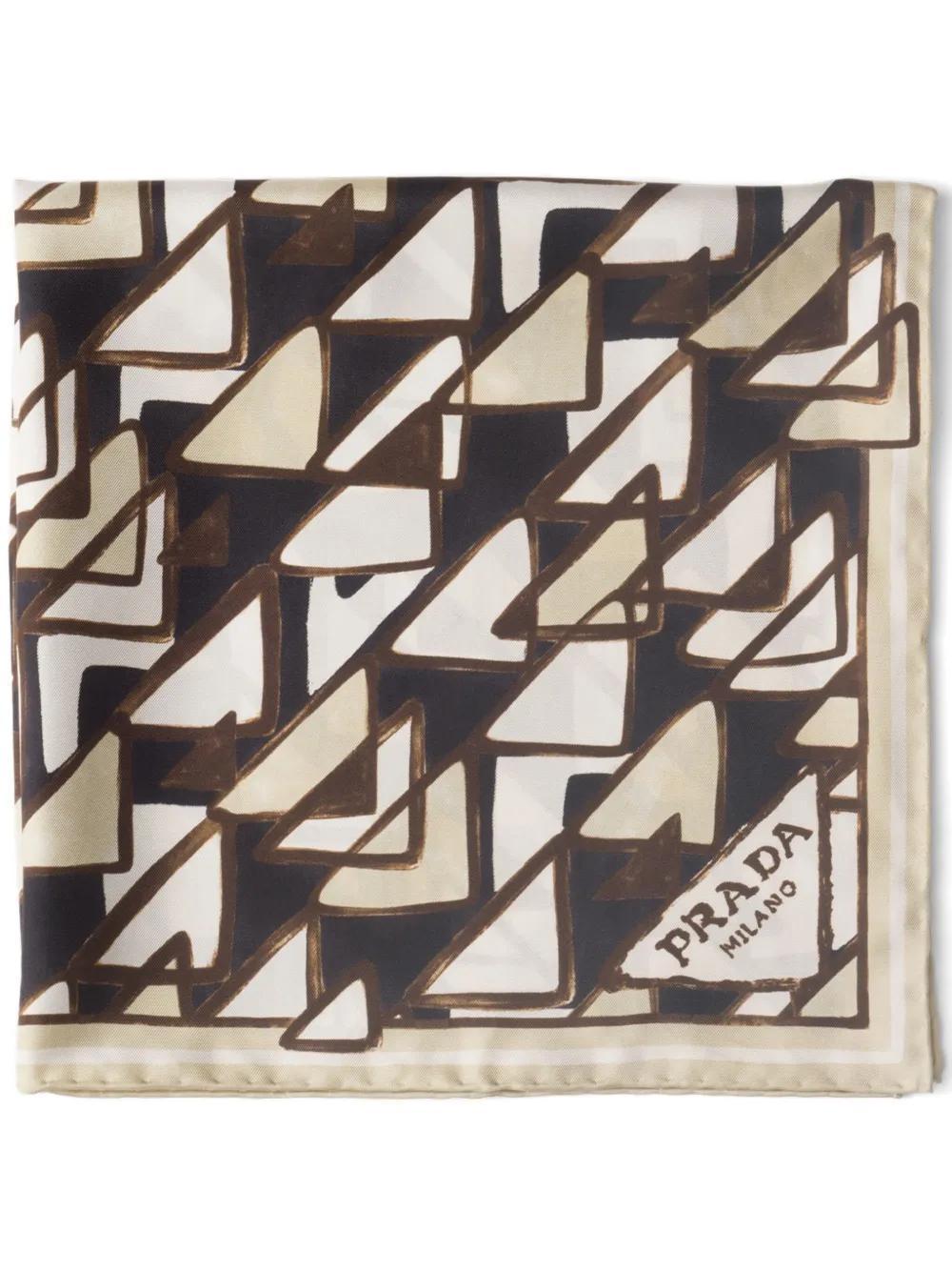 PRADA Geometric-print Silk Scarf In Black Multi Product Image