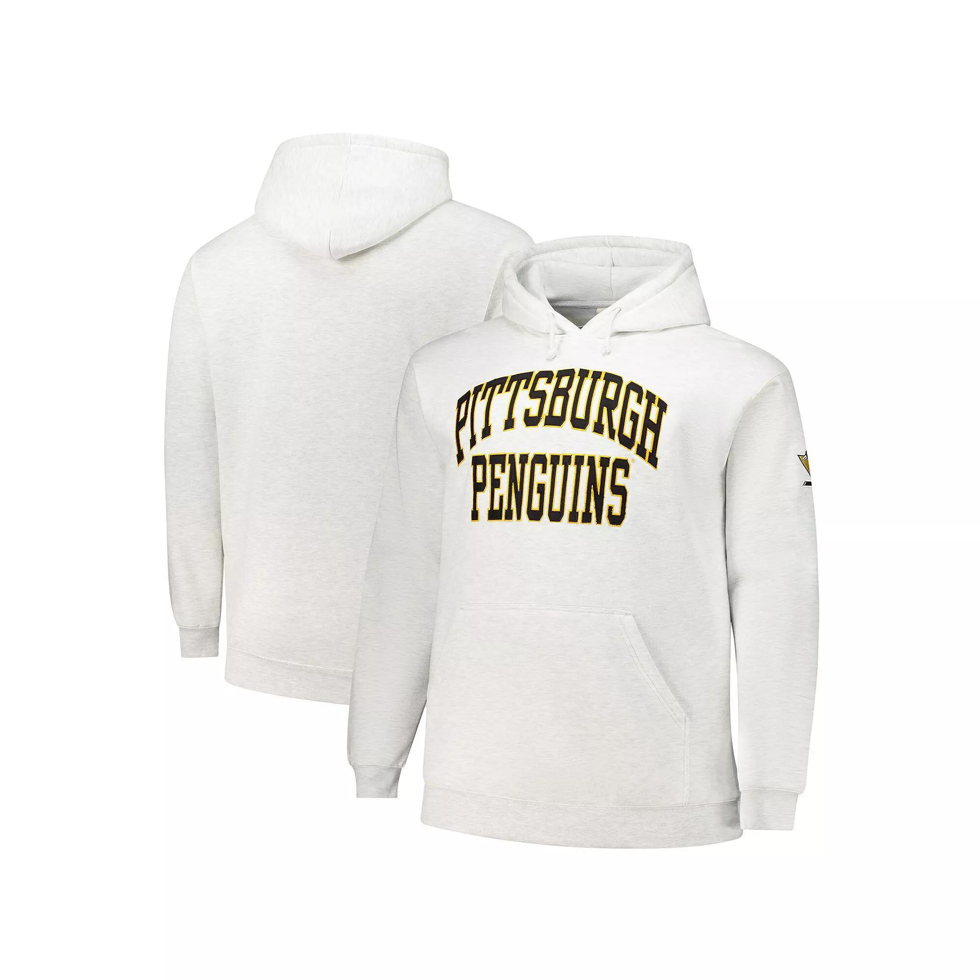 Men's Fanatics Heather Gray Pittsburgh Penguins Big & Tall Fleece Pullover Hoodie,  Product Image