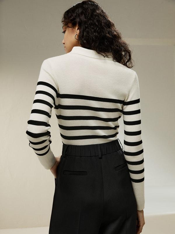 Striped Ultra-fine Merino Wool Sweater Product Image