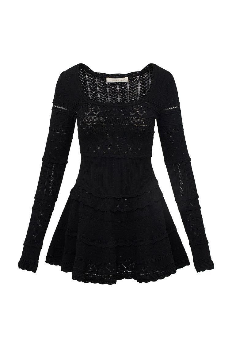 Lavender Pointelle Knit Mini Dress - ROSE CLAY Product Image