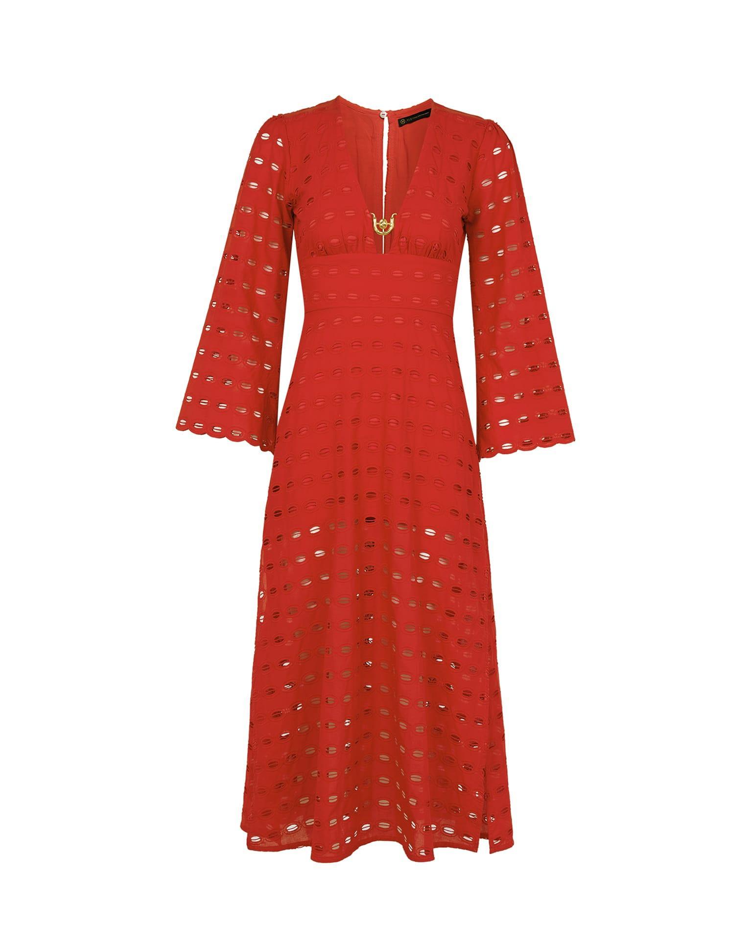 Eyelet Raya Long Dress - Ruby Product Image
