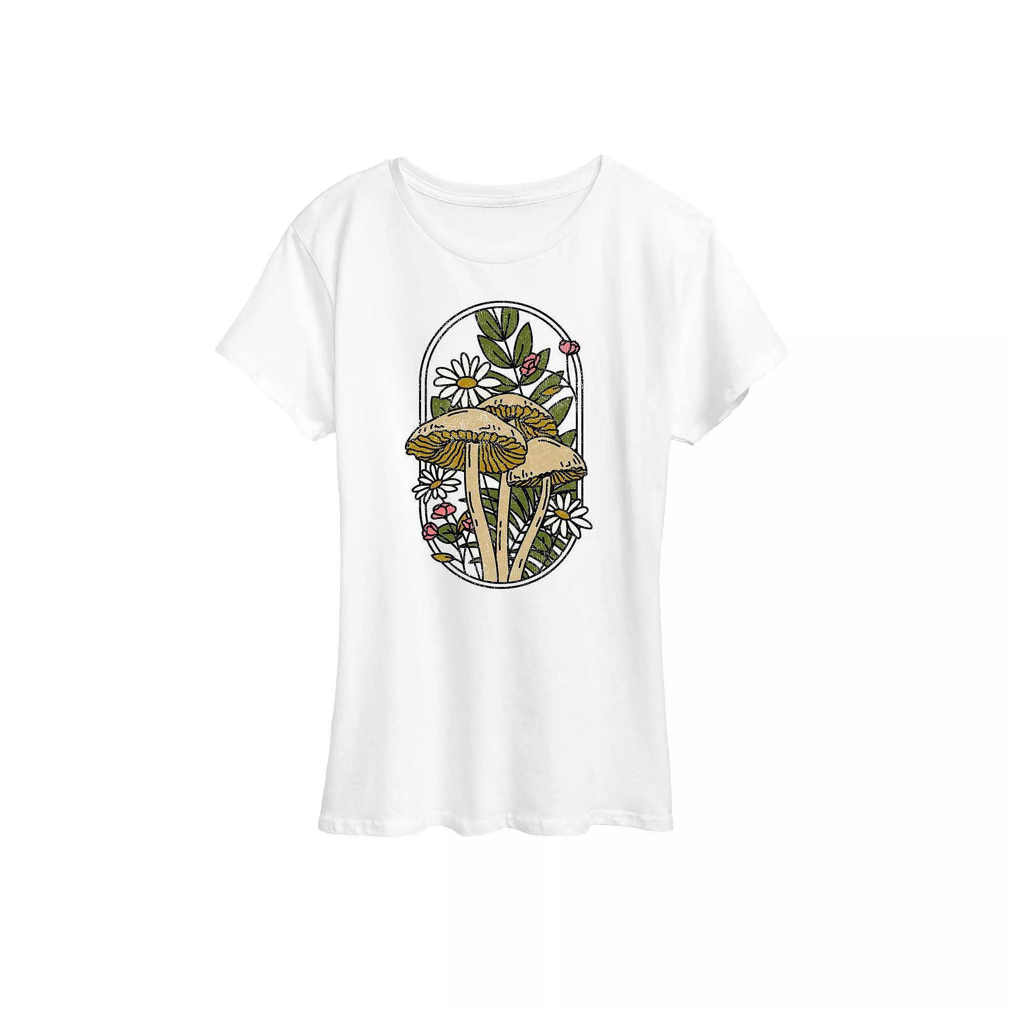 Plus Mushrooms And Flowers Graphic Tee, Women's,  Product Image