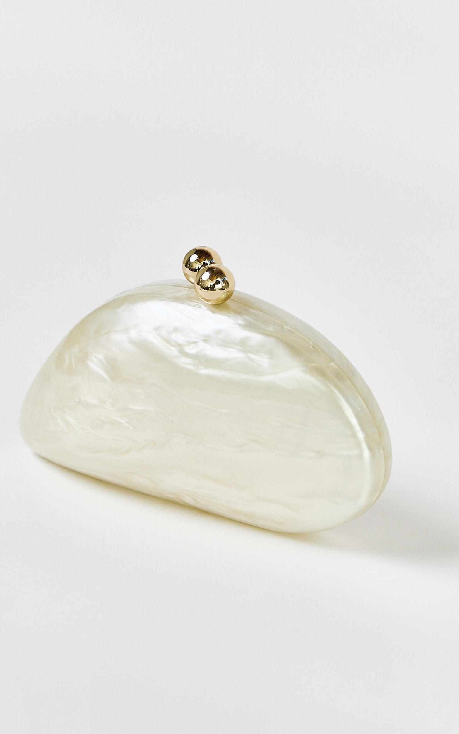 Nami Clutch Bag with Hardware Detail in Pearl Product Image