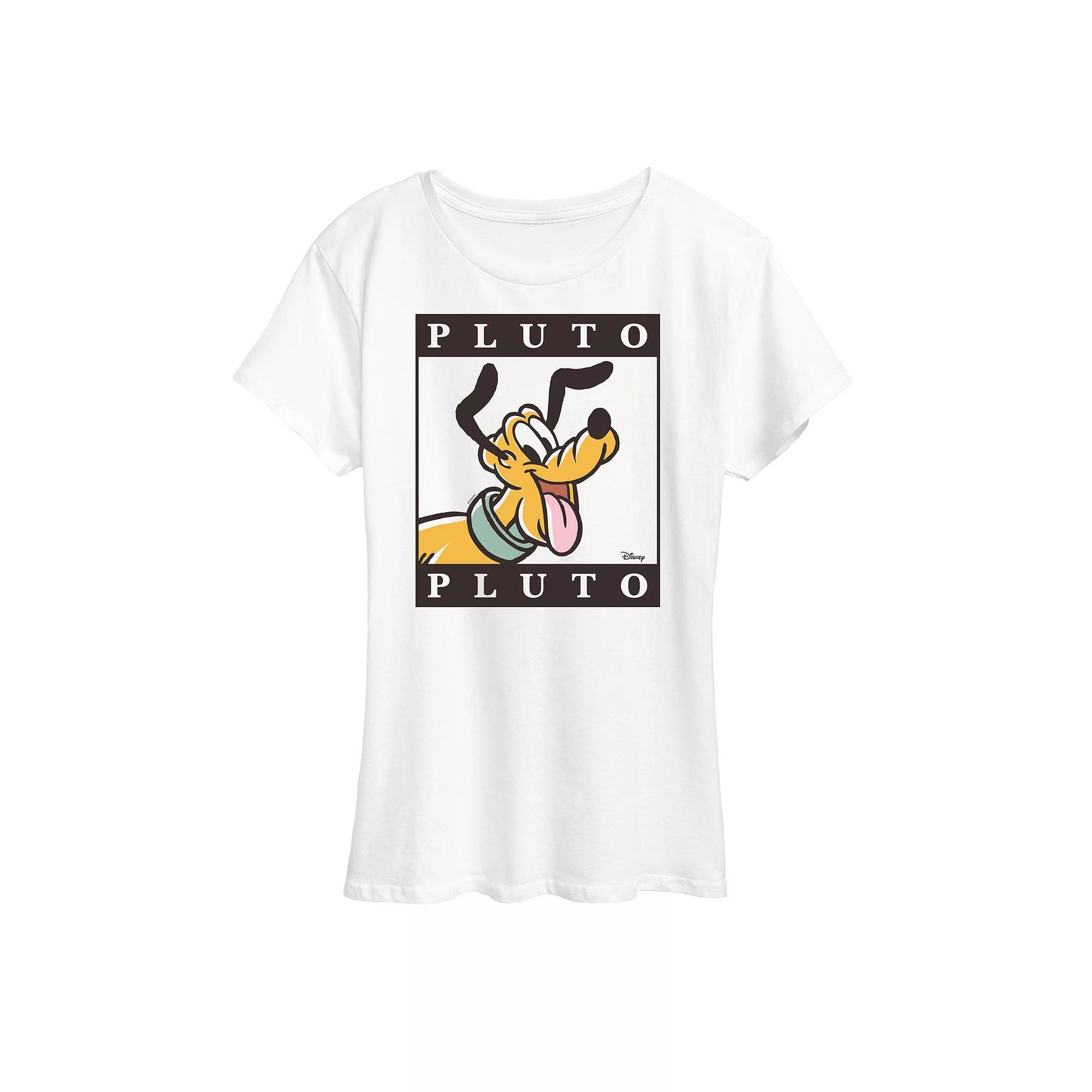 Disney's Pluto Women's Type Block Graphic Tee, Size: XXL, White Product Image