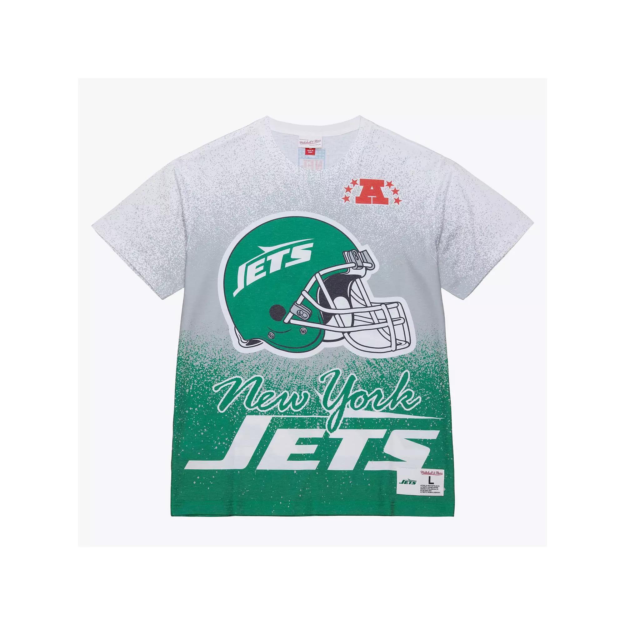 Men's Mitchell & Ness White New York Jets Team Burst Vintage Logo T-Shirt,  Product Image