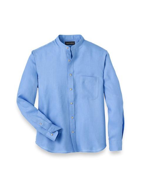 Linen Solid Casual Shirt - Light Blue Product Image
