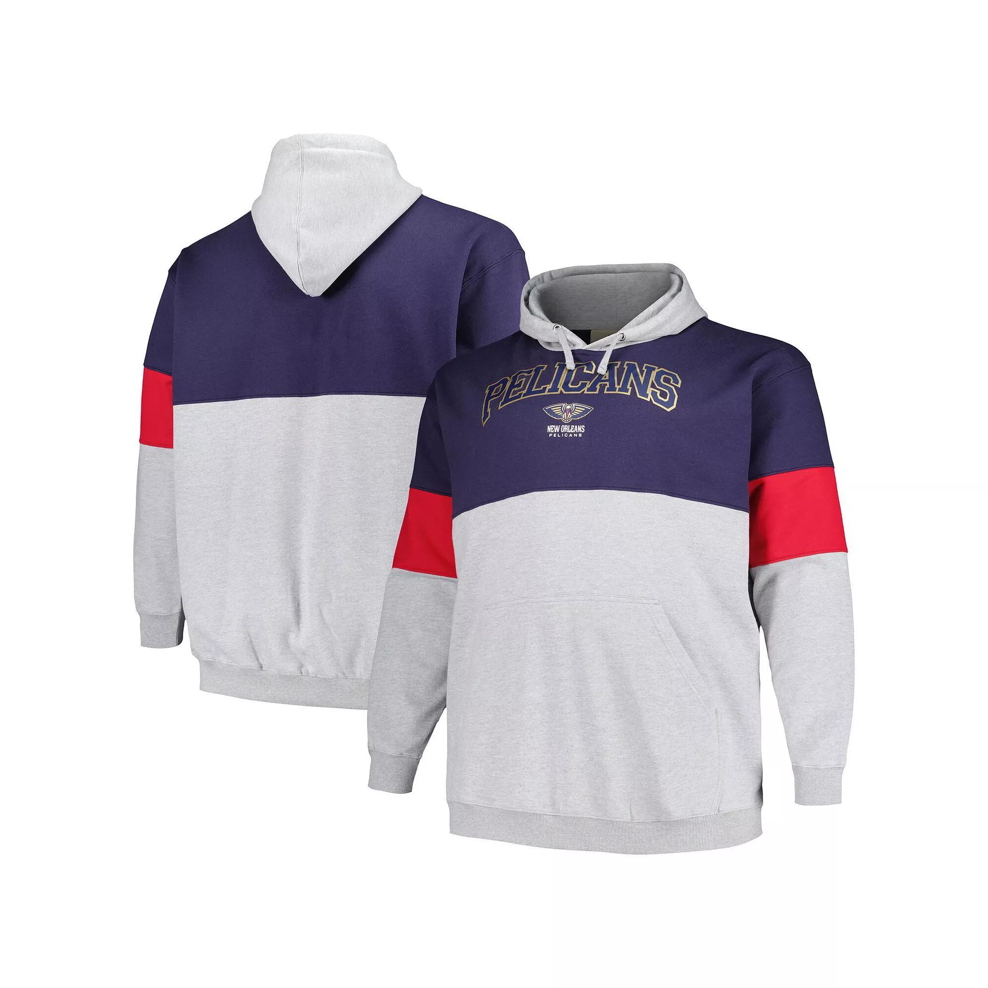 Men's Fanatics Branded Navy/Red New Orleans Pelicans Big & Tall Pullover Hoodie,  Product Image