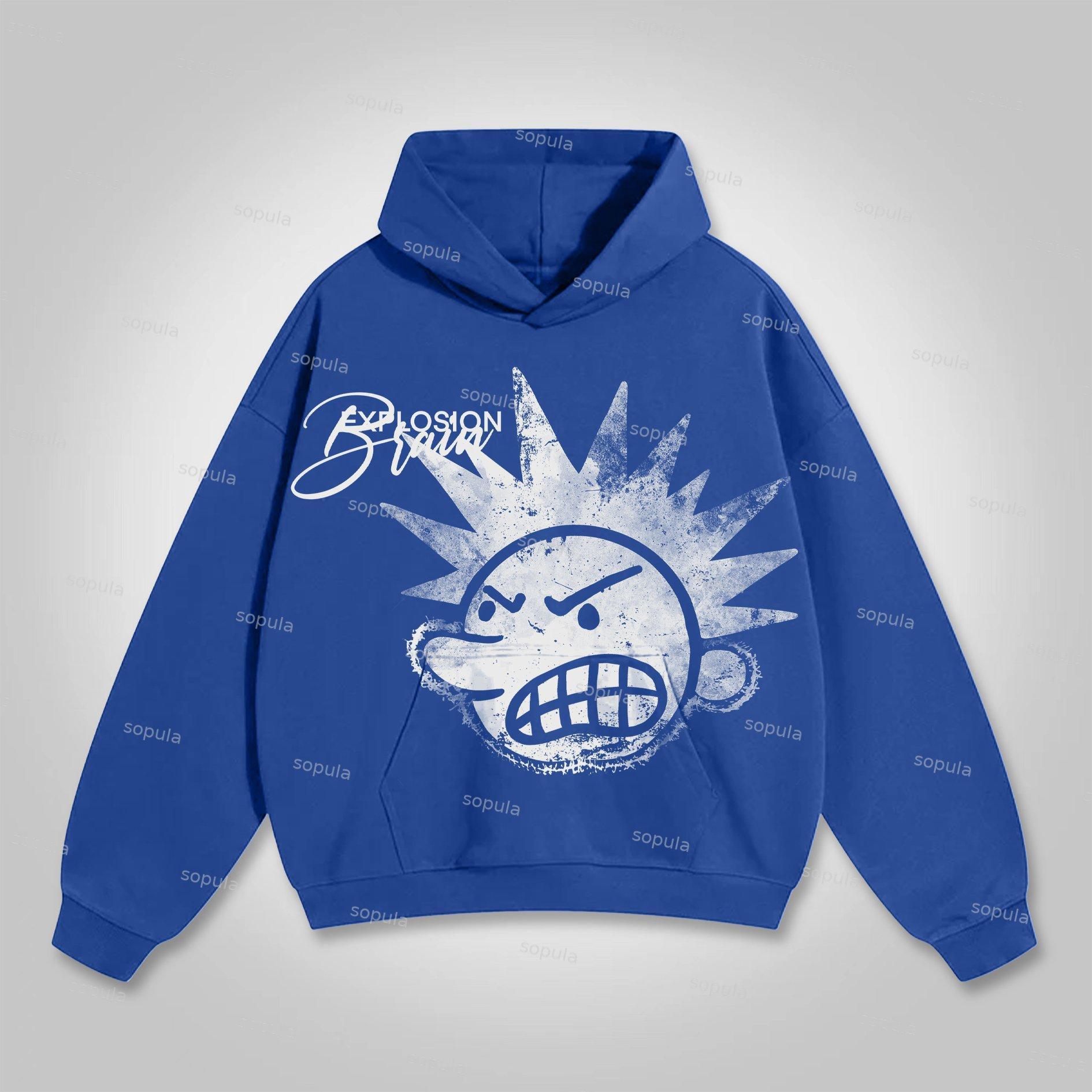 Sopula Casual The Brain Explodes Print Graphic Cotton Pocket Hoodie Product Image