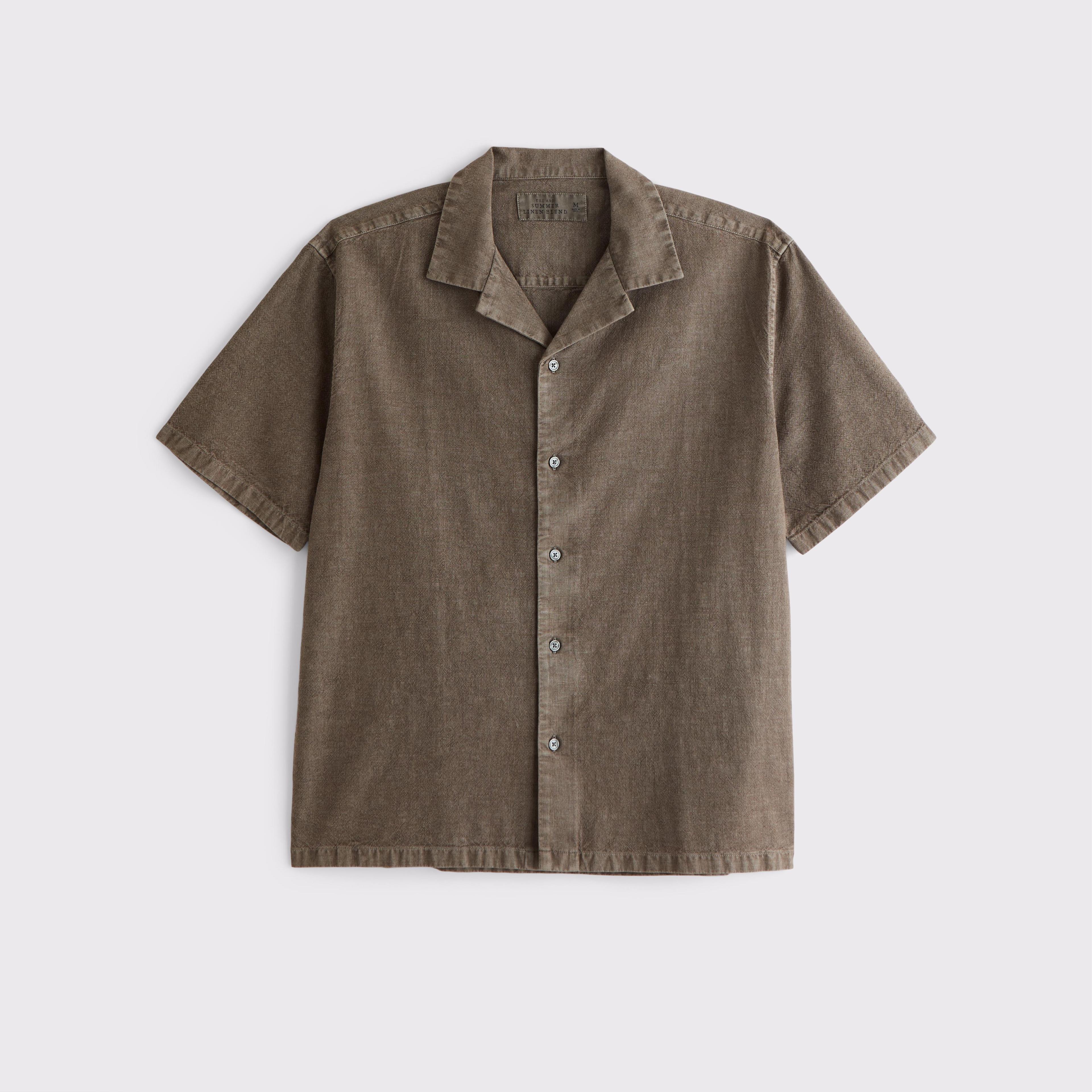 Camp Collar Summer Linen-Blend Shirt Product Image