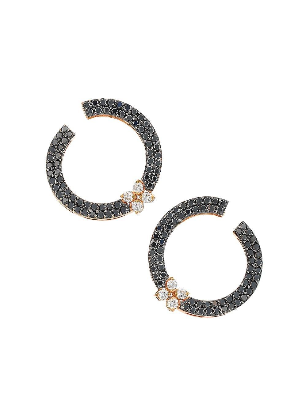 Womens Love In Verona 18K Rose Gold, Black & White Diamond Earrings Product Image