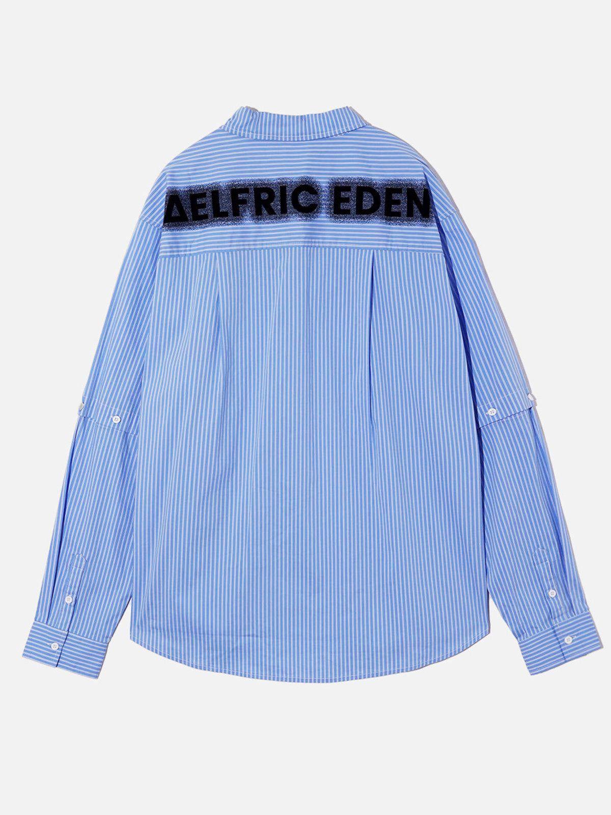 City Of Love Detachable Sleeve Striped Long Sleeve Shirt Product Image