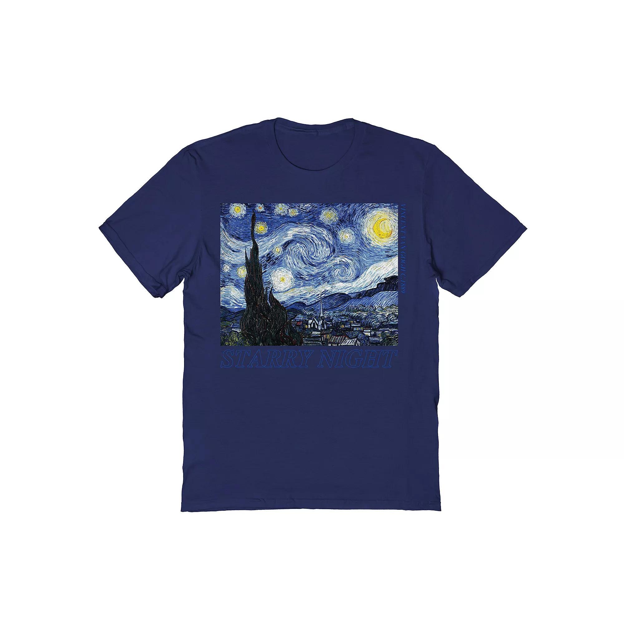 Men's Van Gogh Starry Text Tee, Size: Medium, Blue Product Image