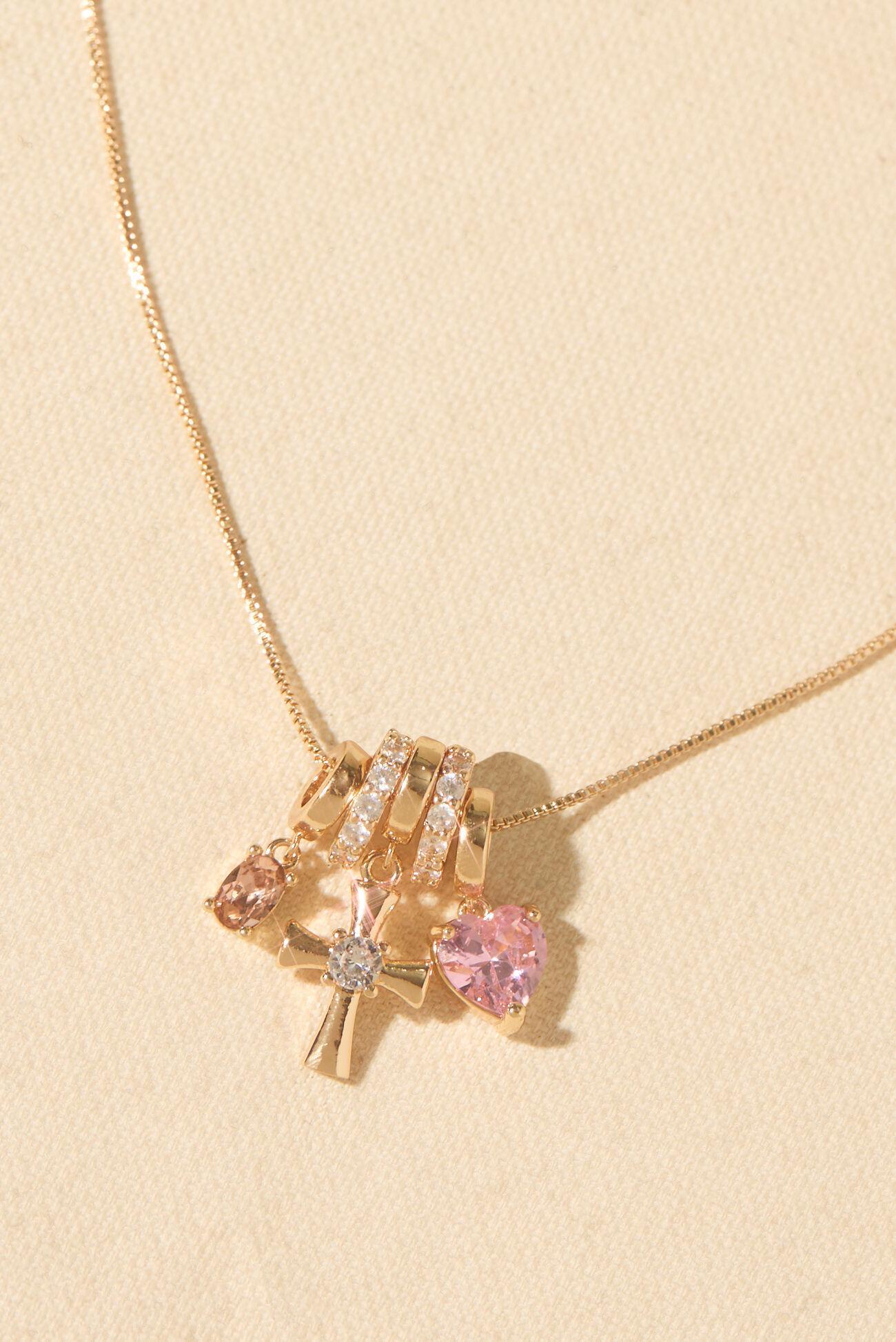 Heart Cross Charm Necklace Product Image