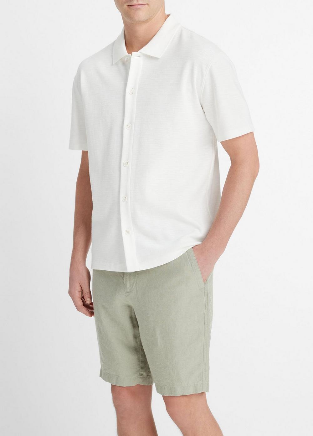 Mens Variegated Jacquard Short-Sleeve Button-Front Shirt, Off White, Size XXL Vince Product Image