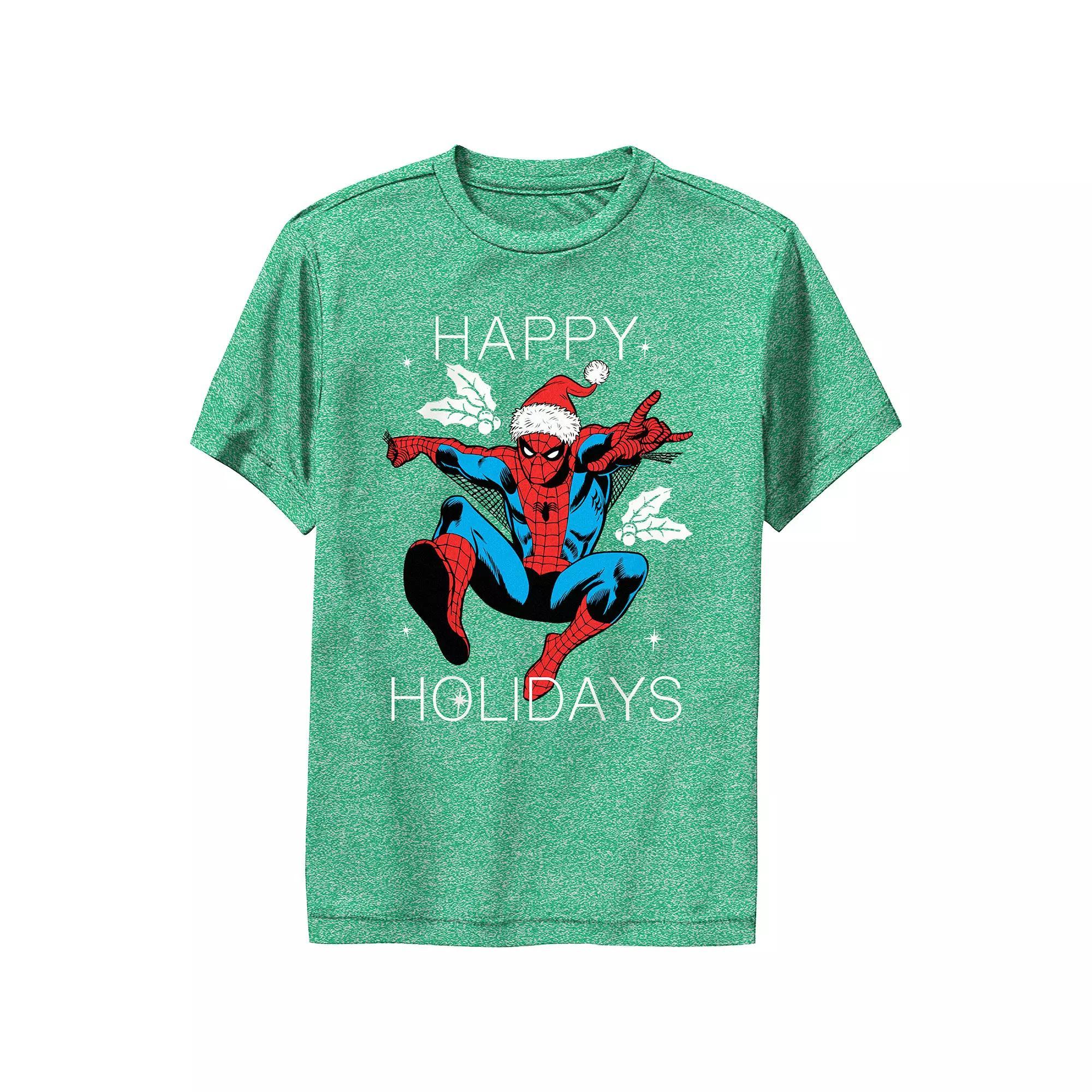 Boys Spider-Man Happy Holidays Performance Graphic Tee, Boy's,  Product Image